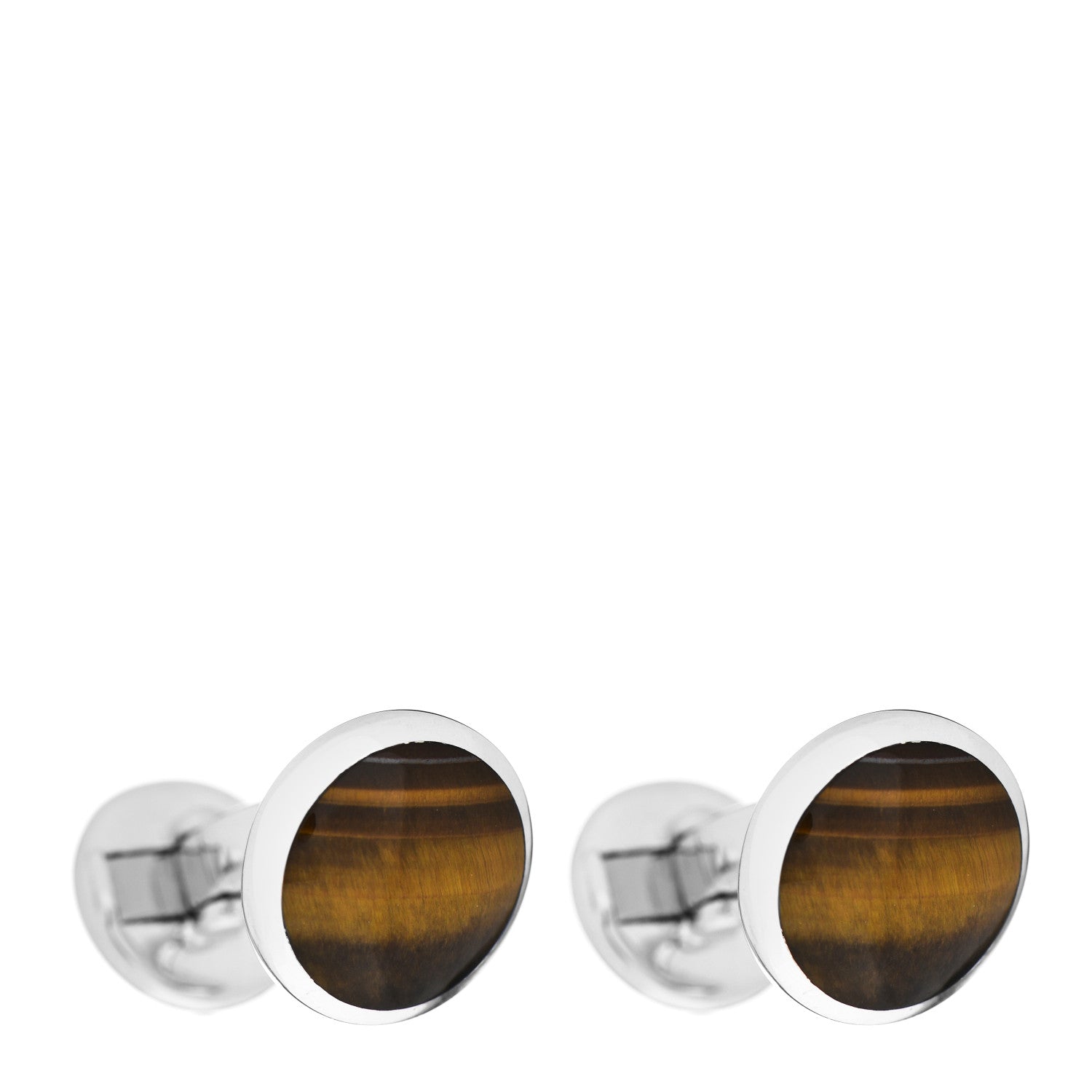 David Yurman Sterling Silver Tiger's Eye 14mm Streamline Round Cufflinks 1 of 3