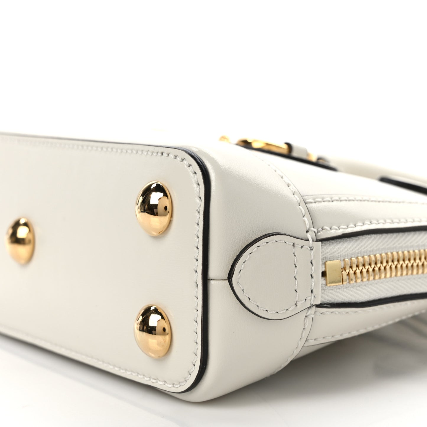 Boarded Plutone Calfskin Mini Horsebit 1955 Top Handle Bag Mystic White