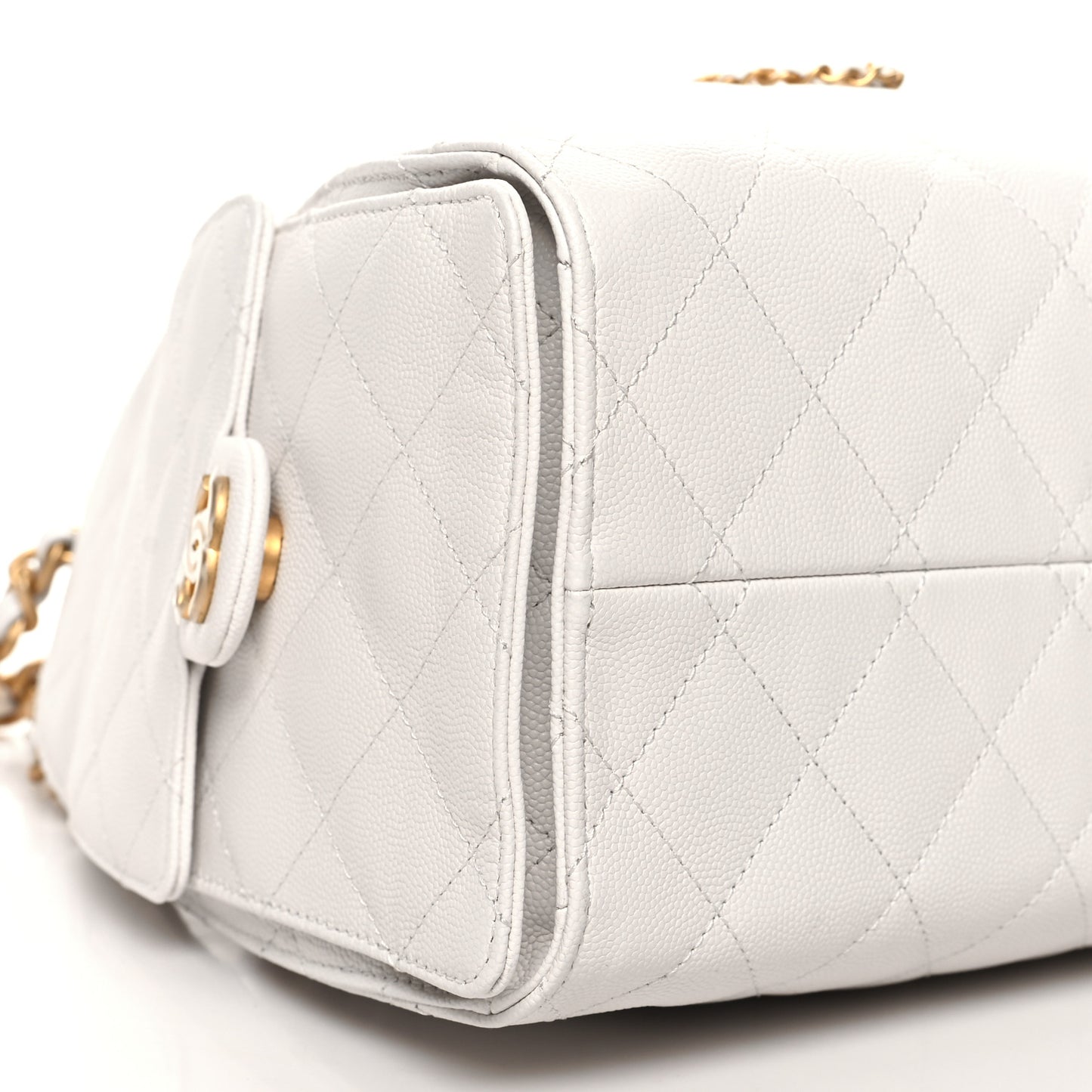 Caviar Quilted Small Chanel 25 Handbag White