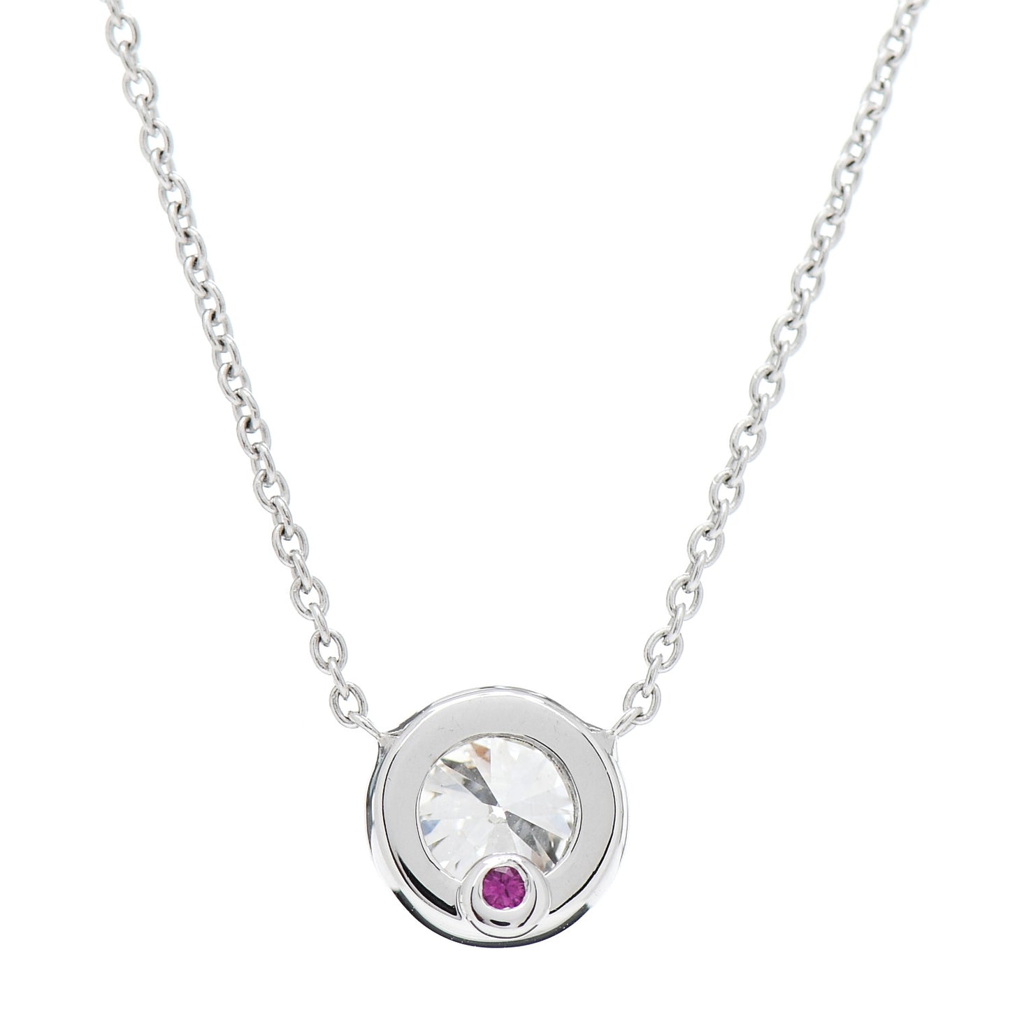 18K White Gold Diamond .40ct Diamonds by the Inch Pendant Necklace