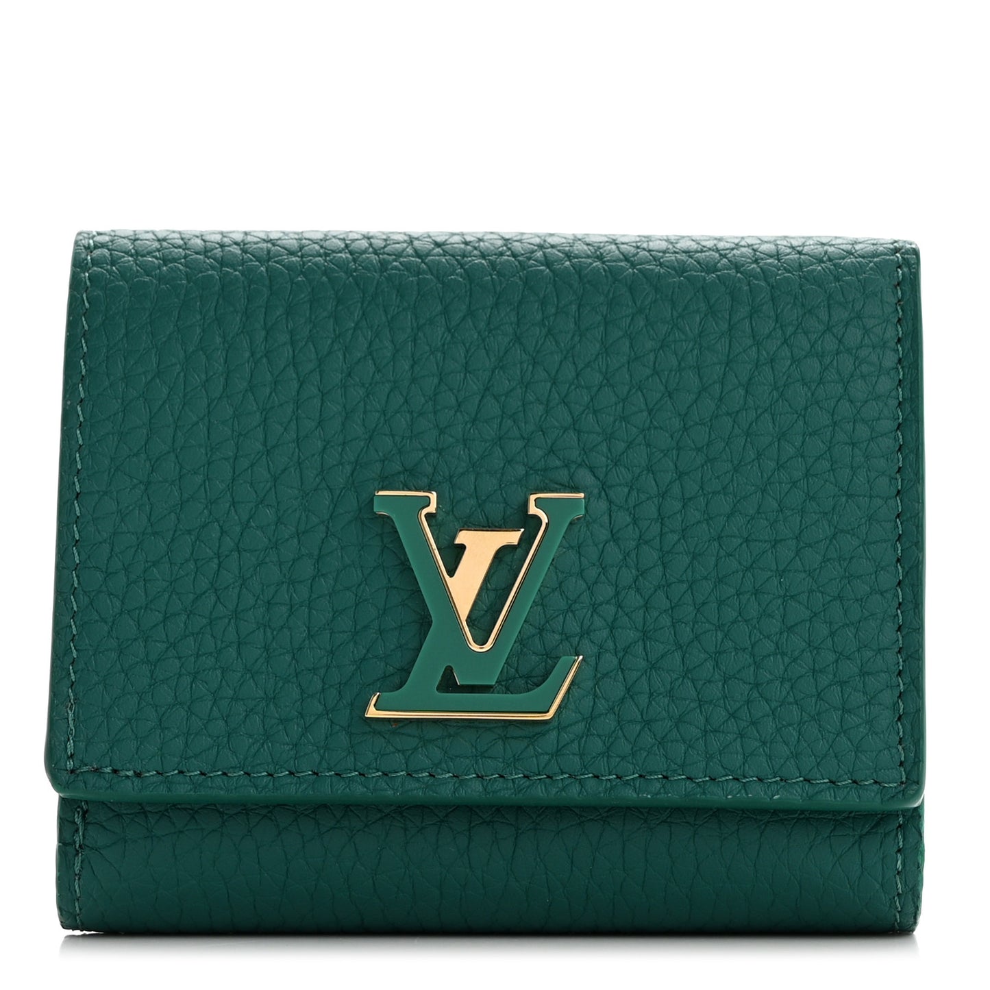 Taurillon Capucines Tiny Wallet Emerald Green