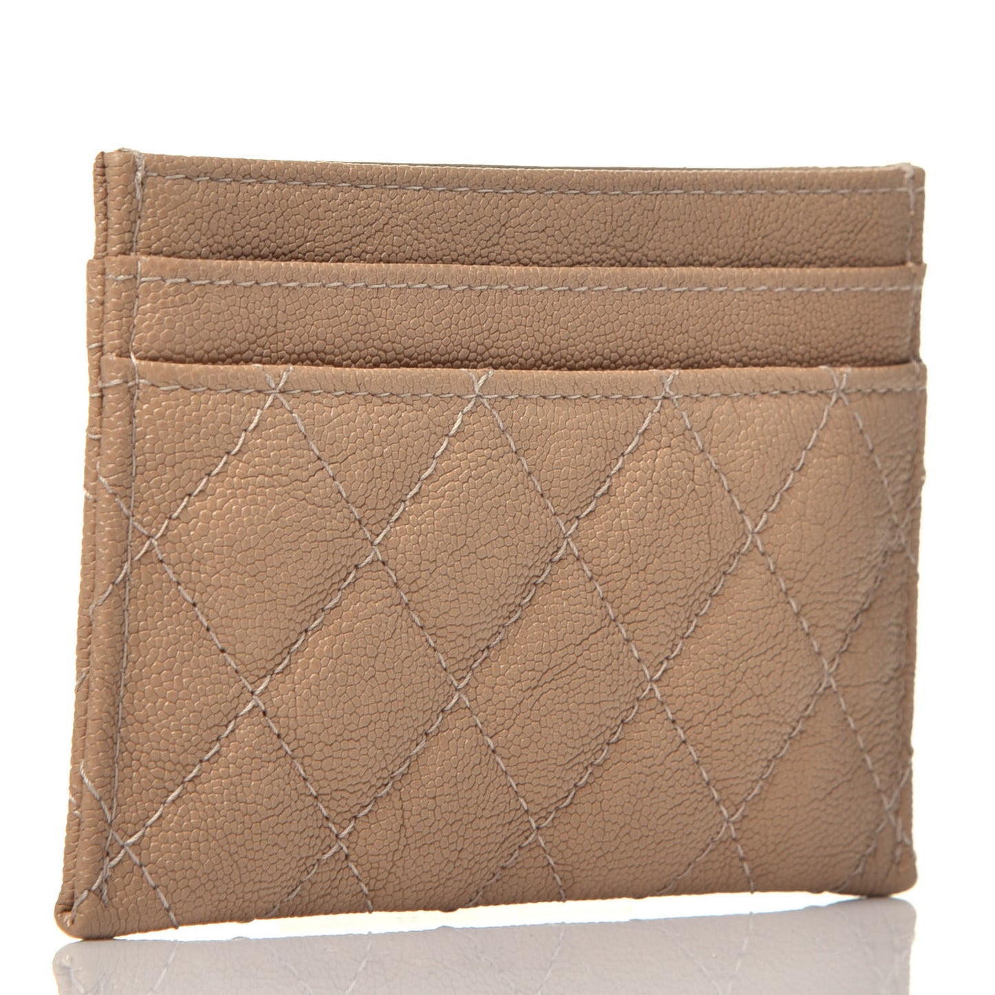 Caviar Quilted Boy Card Holder Beige