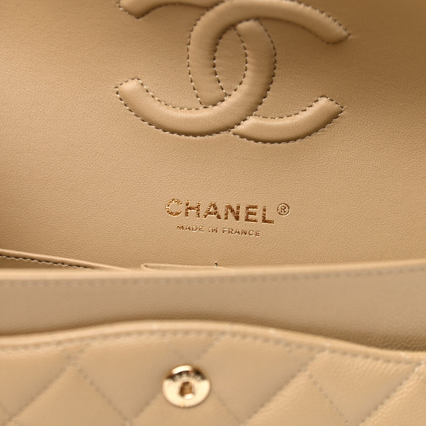 Caviar Quilted Medium Double Flap Dark Beige