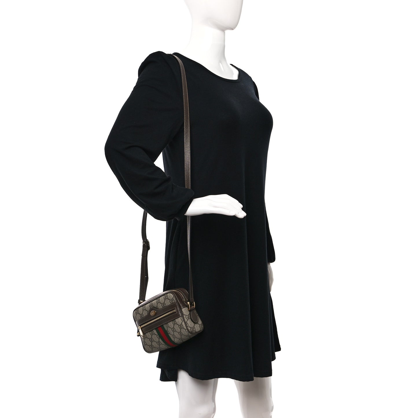GG Supreme Monogram Web Mini Ophidia Shoulder Bag Brown