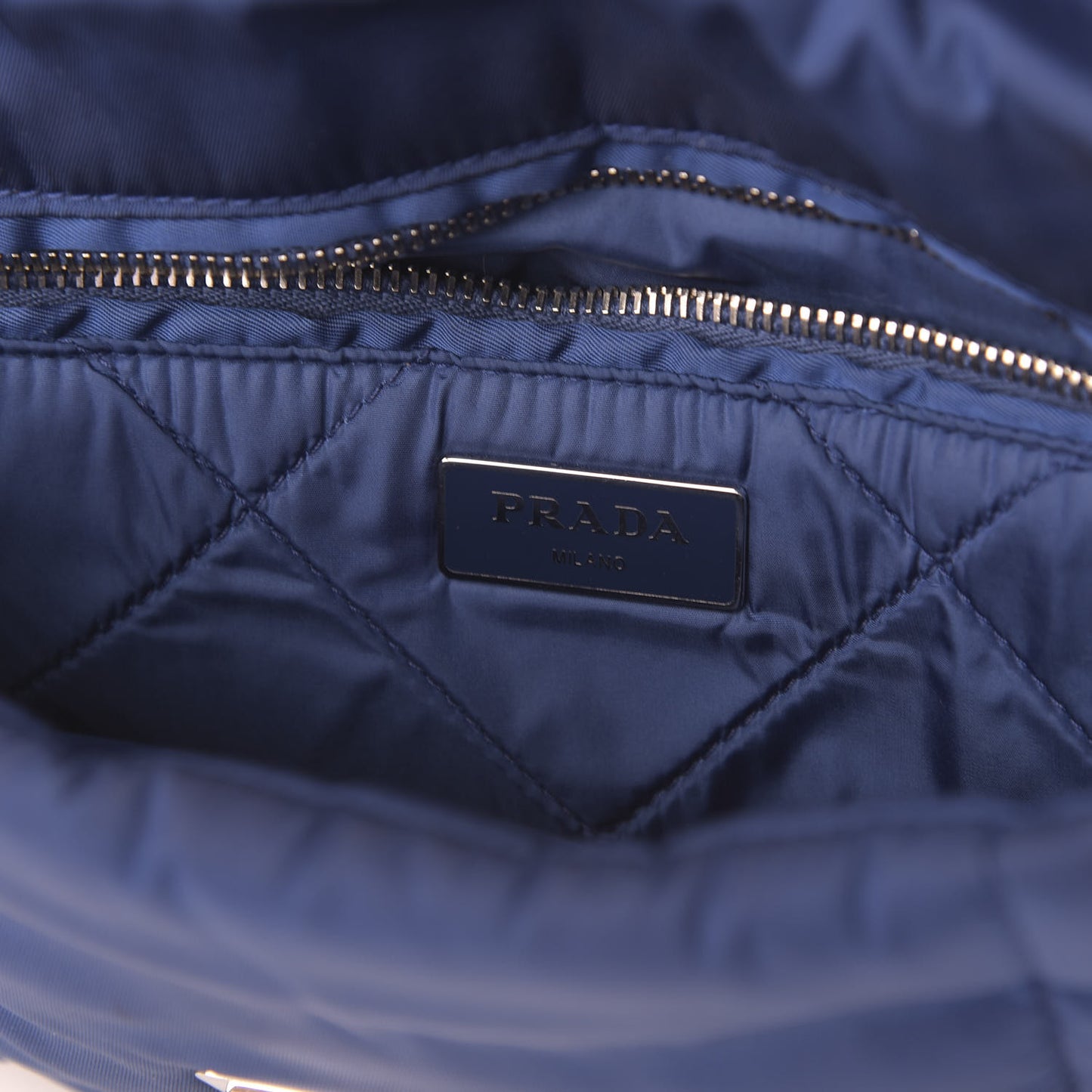 Tessuto Nylon Bomber Sound Chain Flap Shoulder Bag Bluette