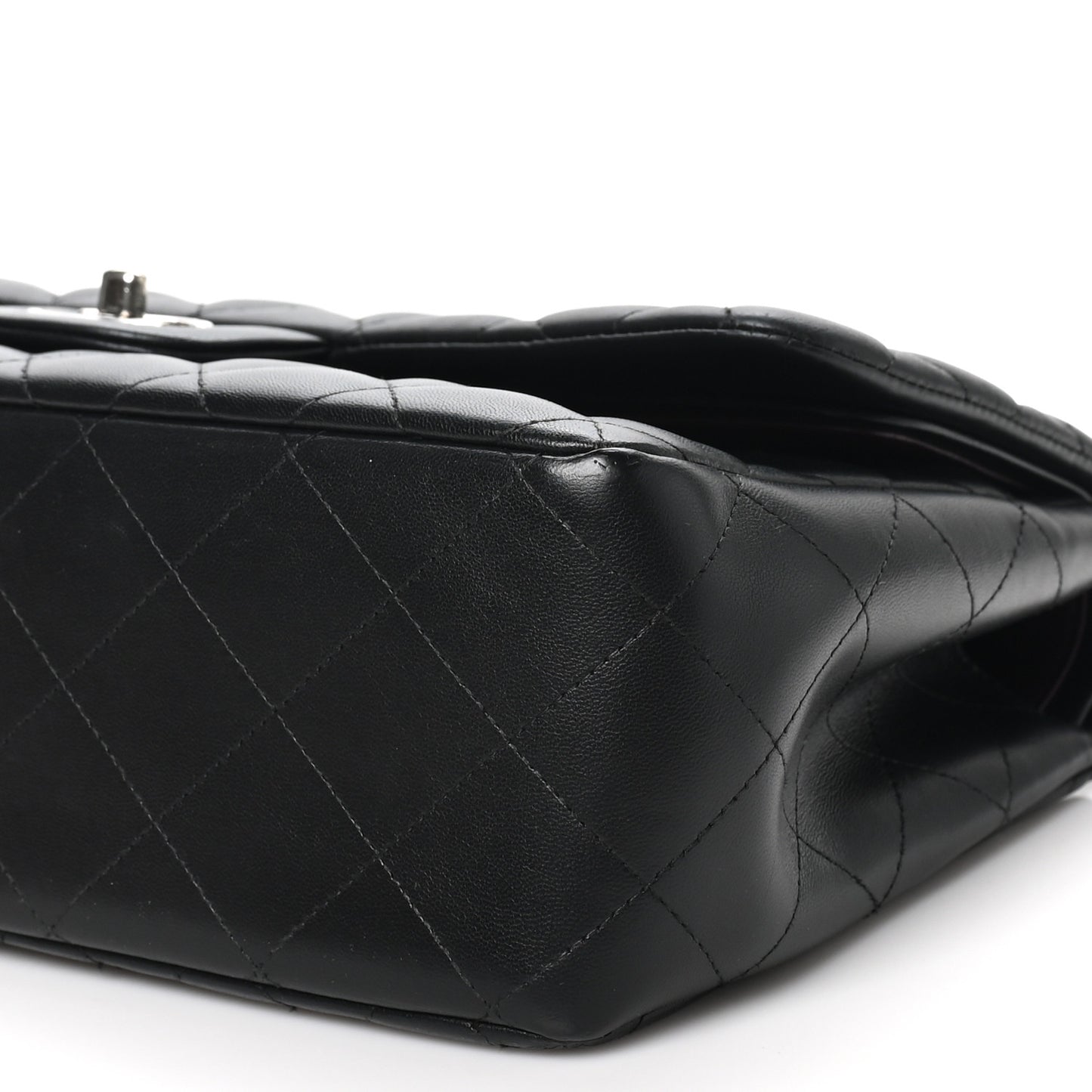 Lambskin Quilted Jumbo Double Flap Black