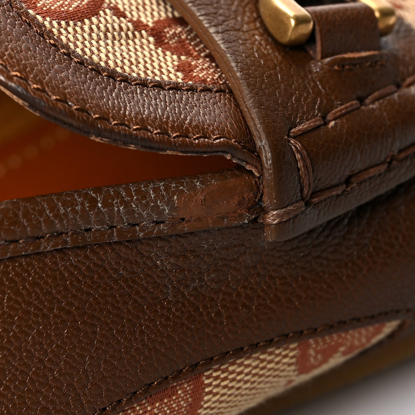 GG Monogram Mens Driver Loafers 10.5 Beige Ruggine Cuir