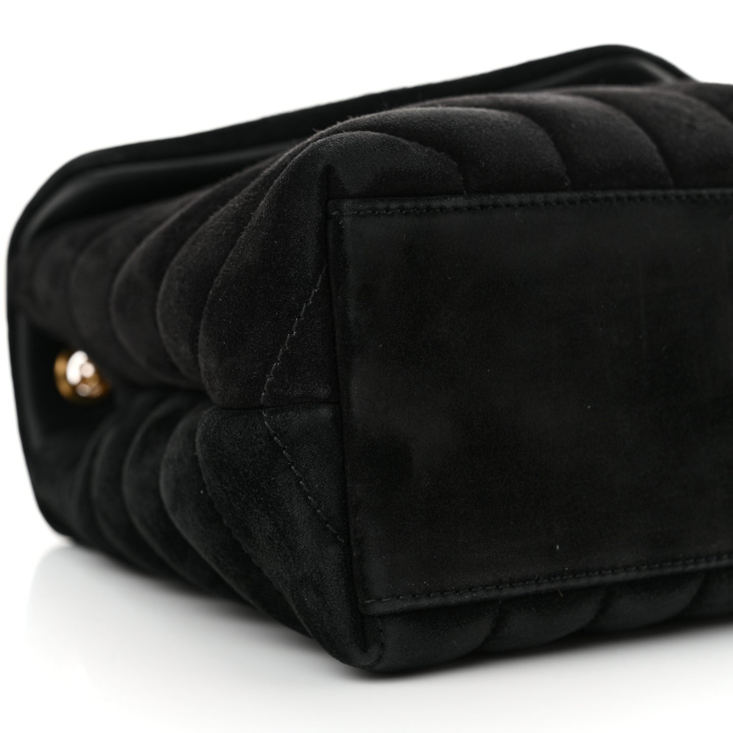Suede Calfskin Y Quilted Monogram Small Loulou Chain Satchel Black
