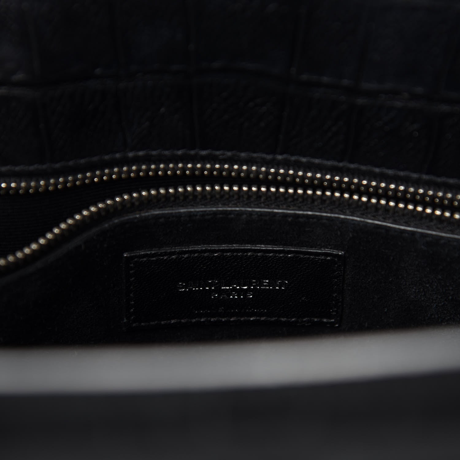 Saint Laurent Calfskin Crocodile Embossed Small Sac De Jour Black 10 of 12
