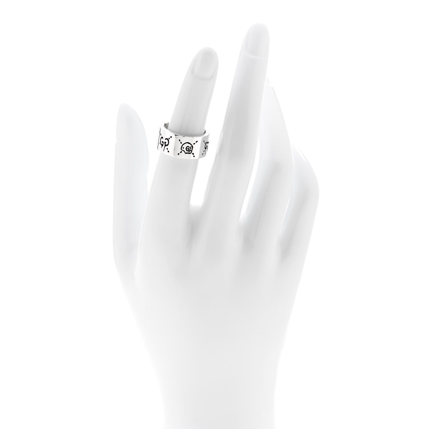 Gucci Sterling Silver GucciGhost Hamlet Skull Band Ring 49 5 2 of 6