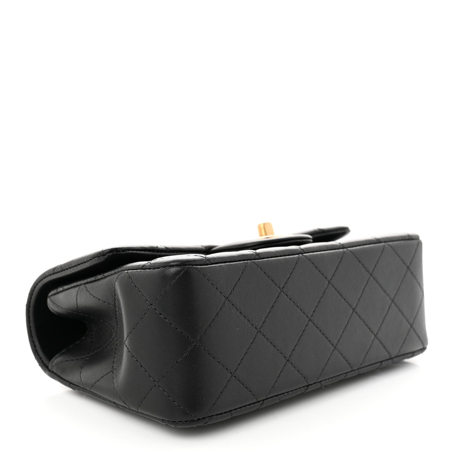 Lambskin Quilted Mini Top Handle Rectangular Flap Black