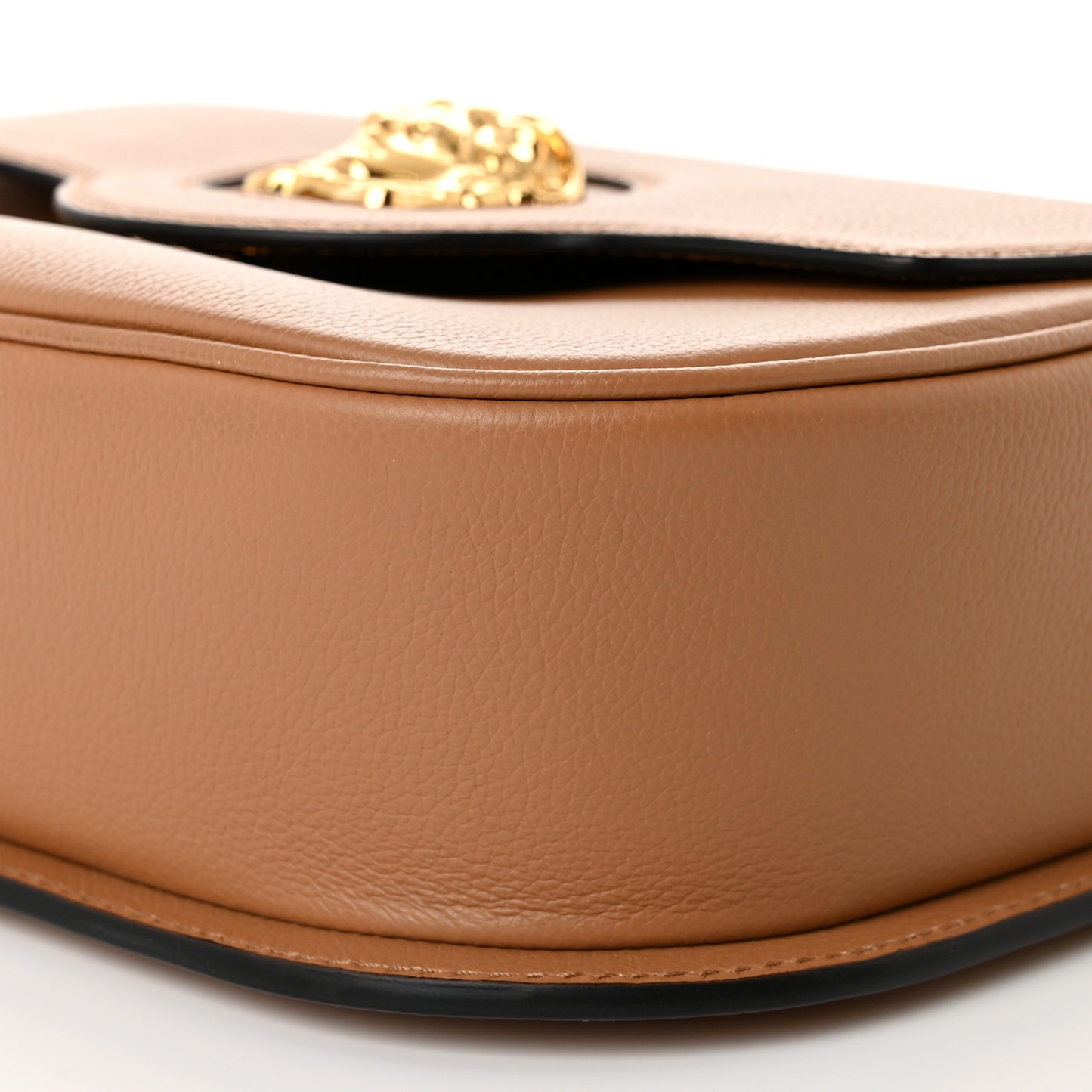 Grained Calfskin La Medusa Chain Clutch Bag Brown