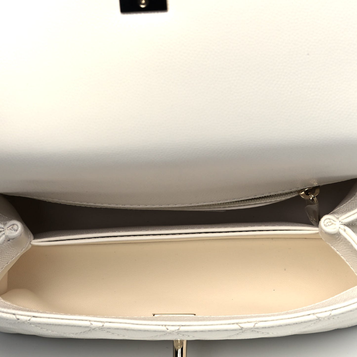 Caviar Quilted Mini Coco Handle Flap White