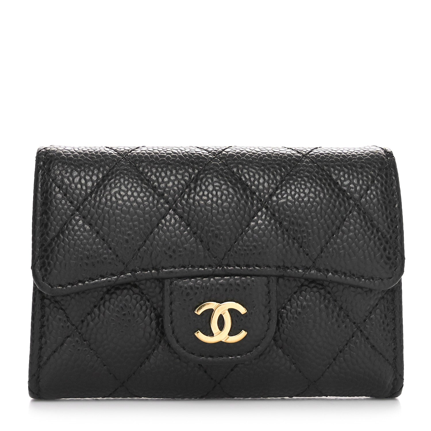 Chanel Caviar Quilted Flap Card Holder Wallet Black 1 of 11