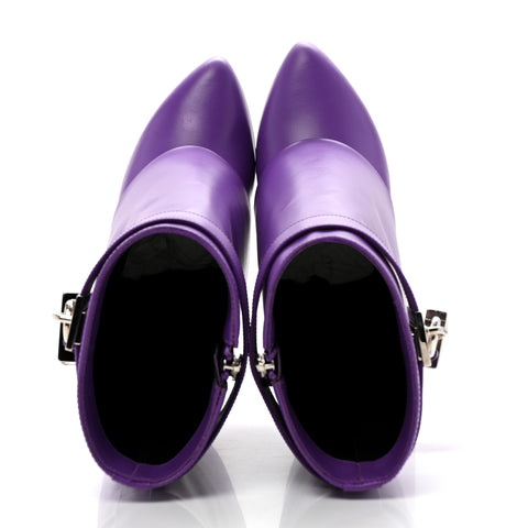 Calfskin Shark Lock Ankle Boots 38 Ultraviolet