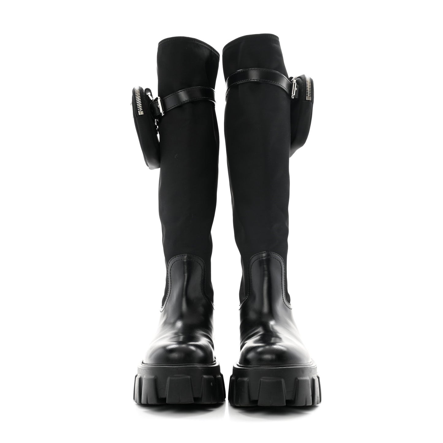 Spazzolato Rois Re-Nylon Metal Triangle Logo Monolith Pouch Pocket 55mm Tall Boots 37 Black
