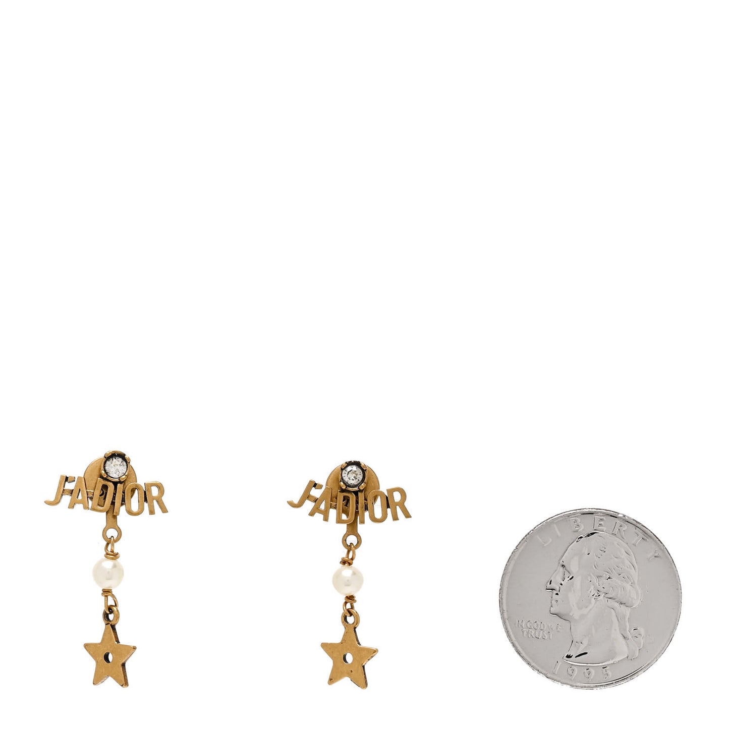 Pearl Crystal Star J'adior Drop Earrings Antique Gold