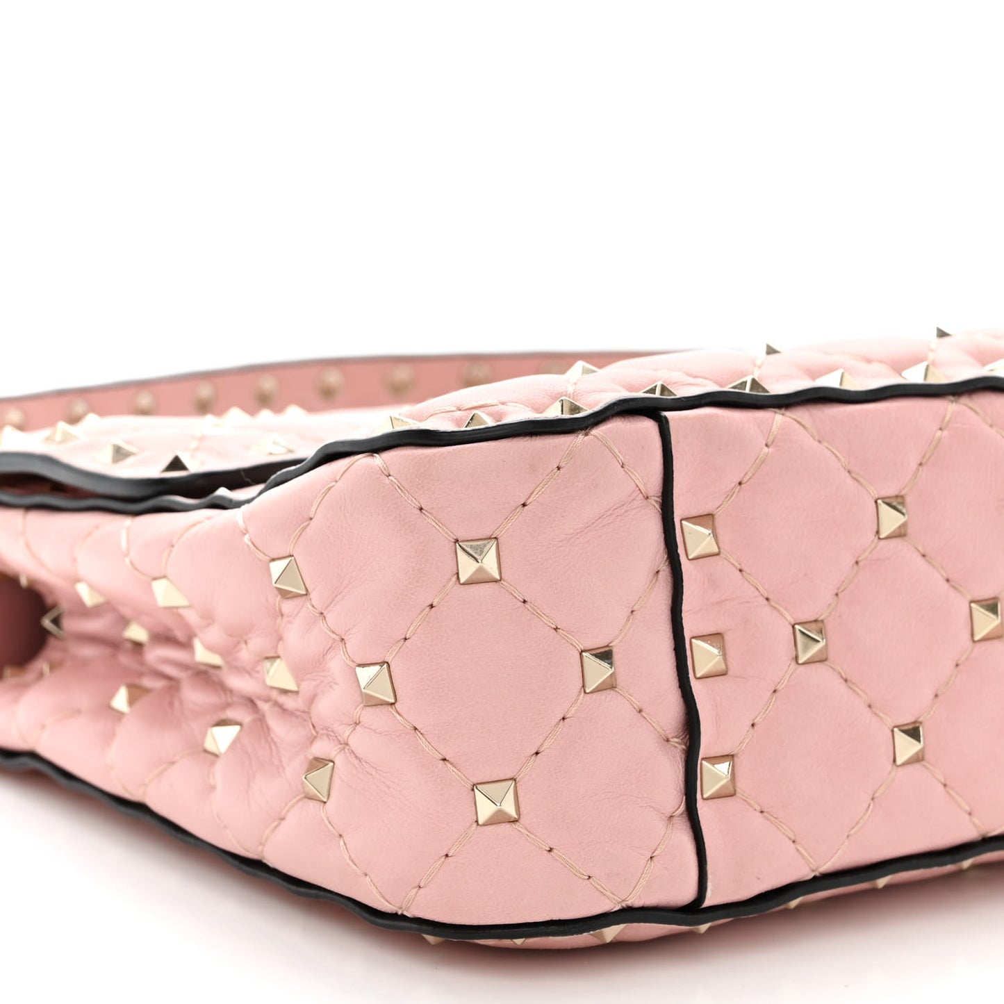 Nappa Medium Rockstud Spike Shoulder Bag Water Rose