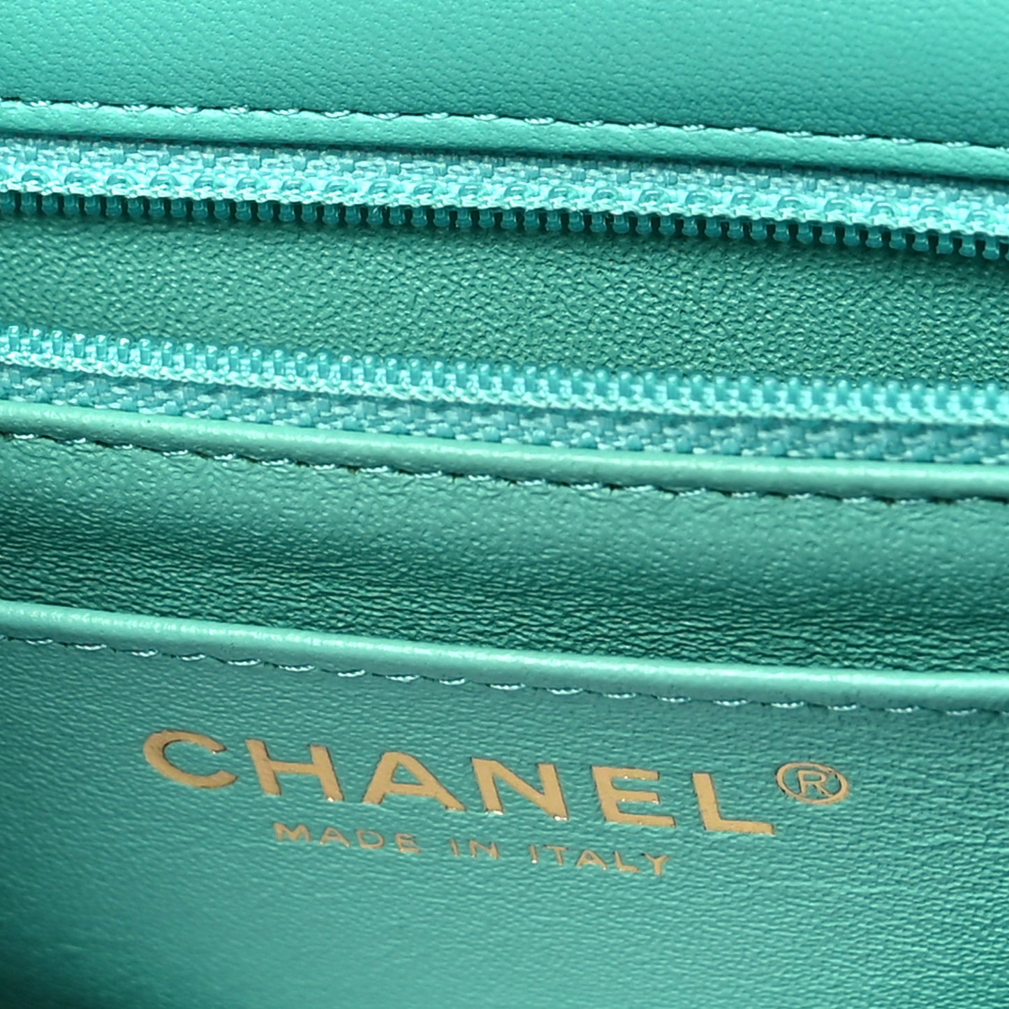 Lambskin Quilted Mini Rectangular Flap  Turquoise