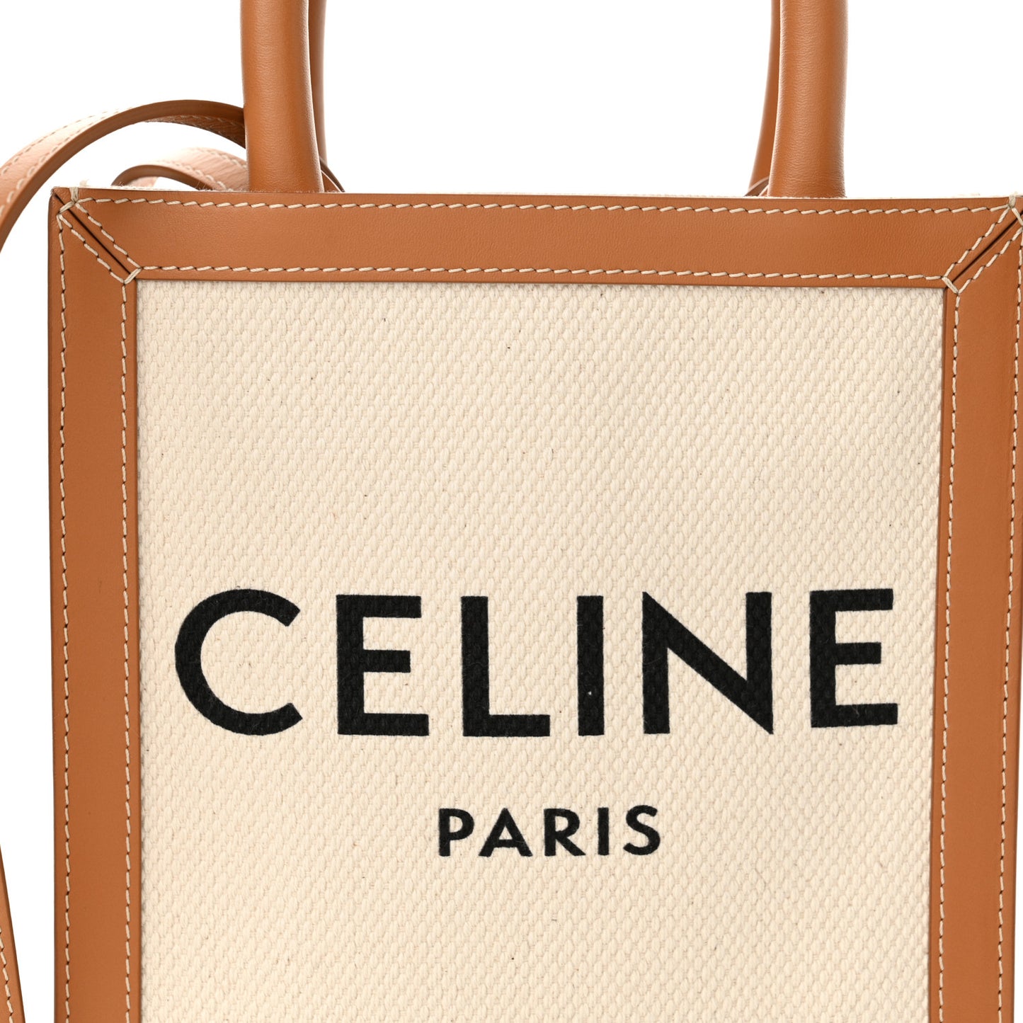 Canvas Calfskin Mini Vertical Cabas Natural Tan