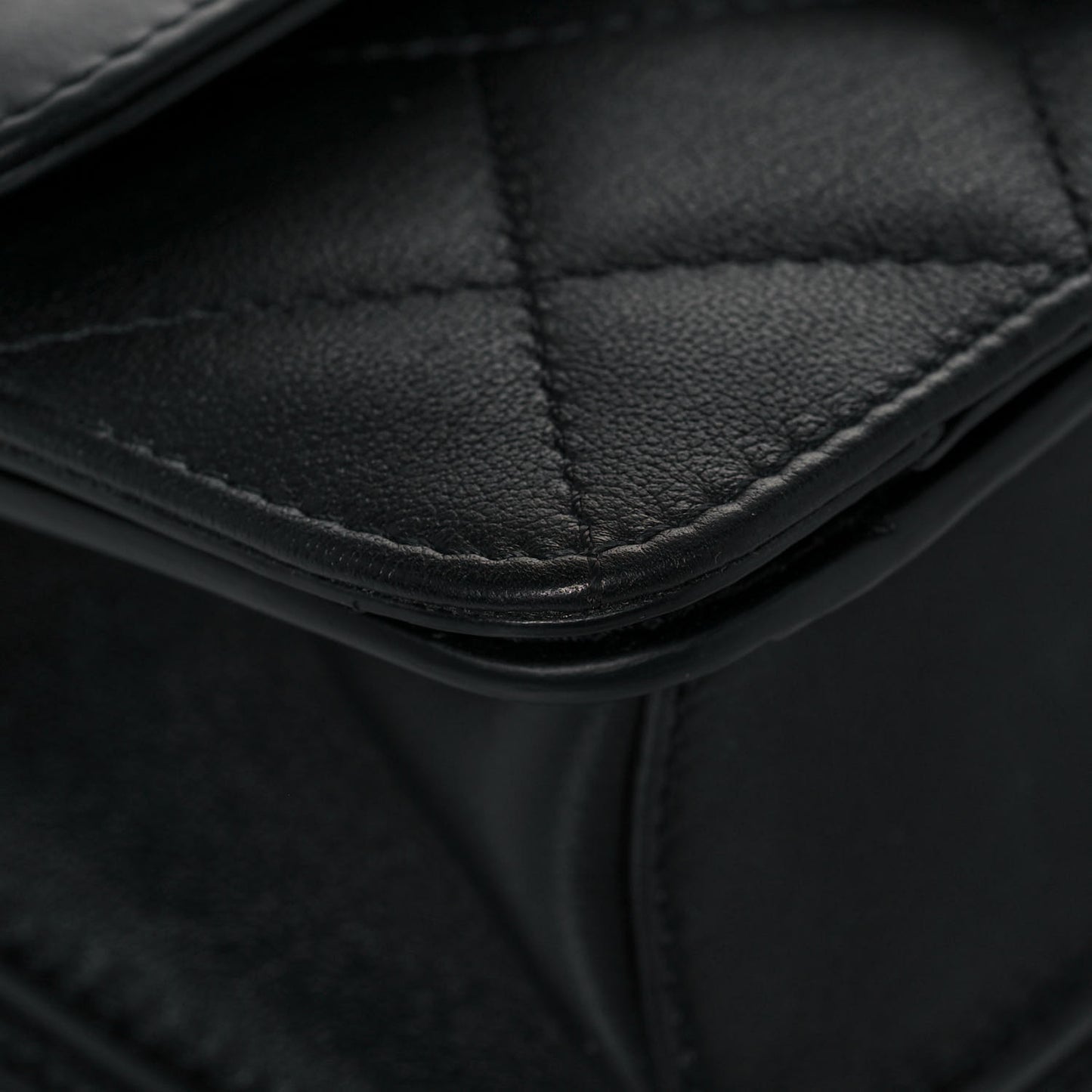 Calfskin Quilted Small Top Handle Flap Black