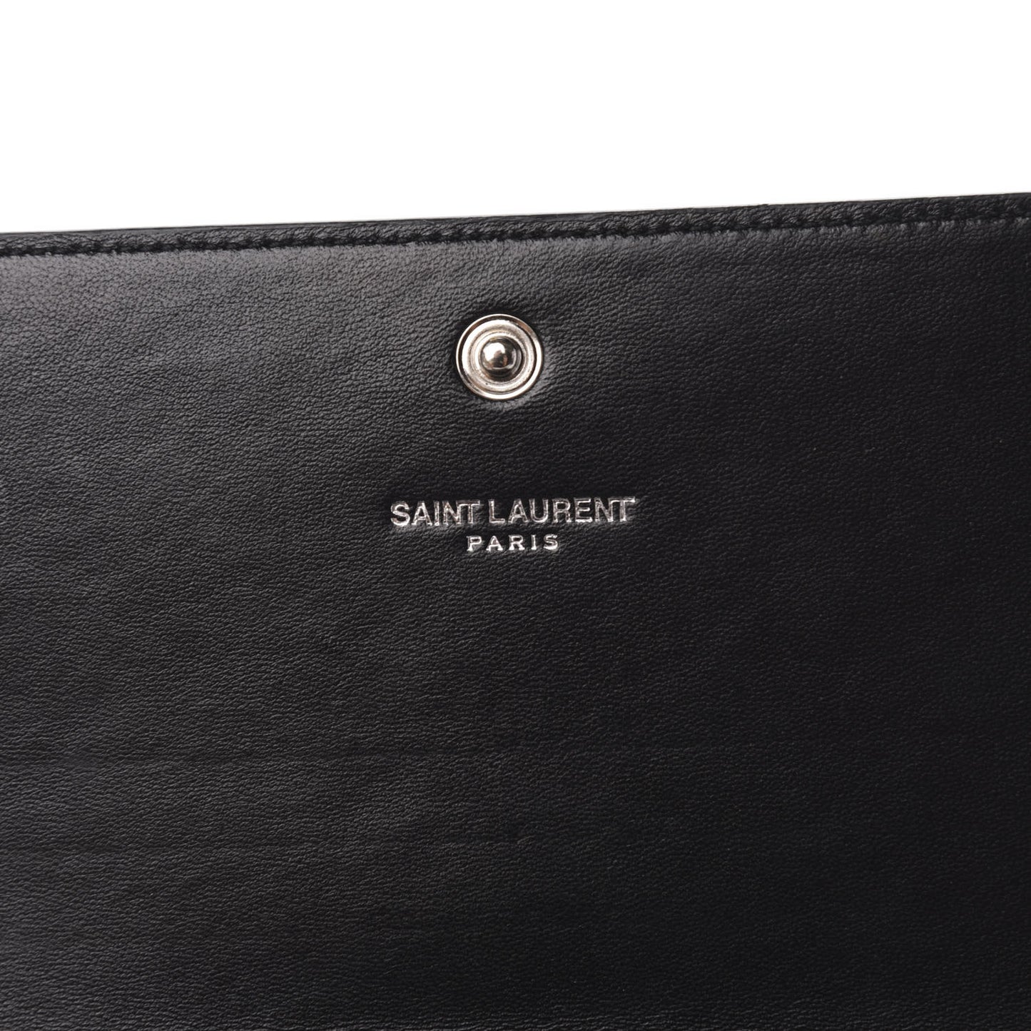 Calfskin Crocodile Embossed Monogram Flap Wallet Black