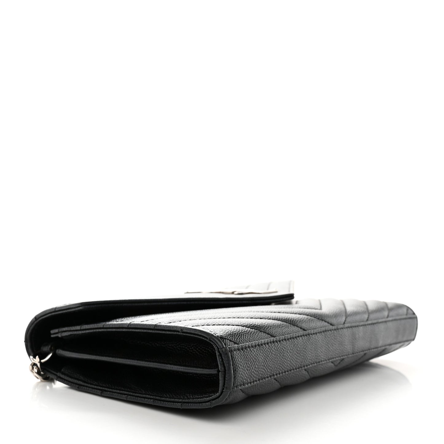 Grain De Poudre Matelasse Chevron Monogram Chain Wallet Black