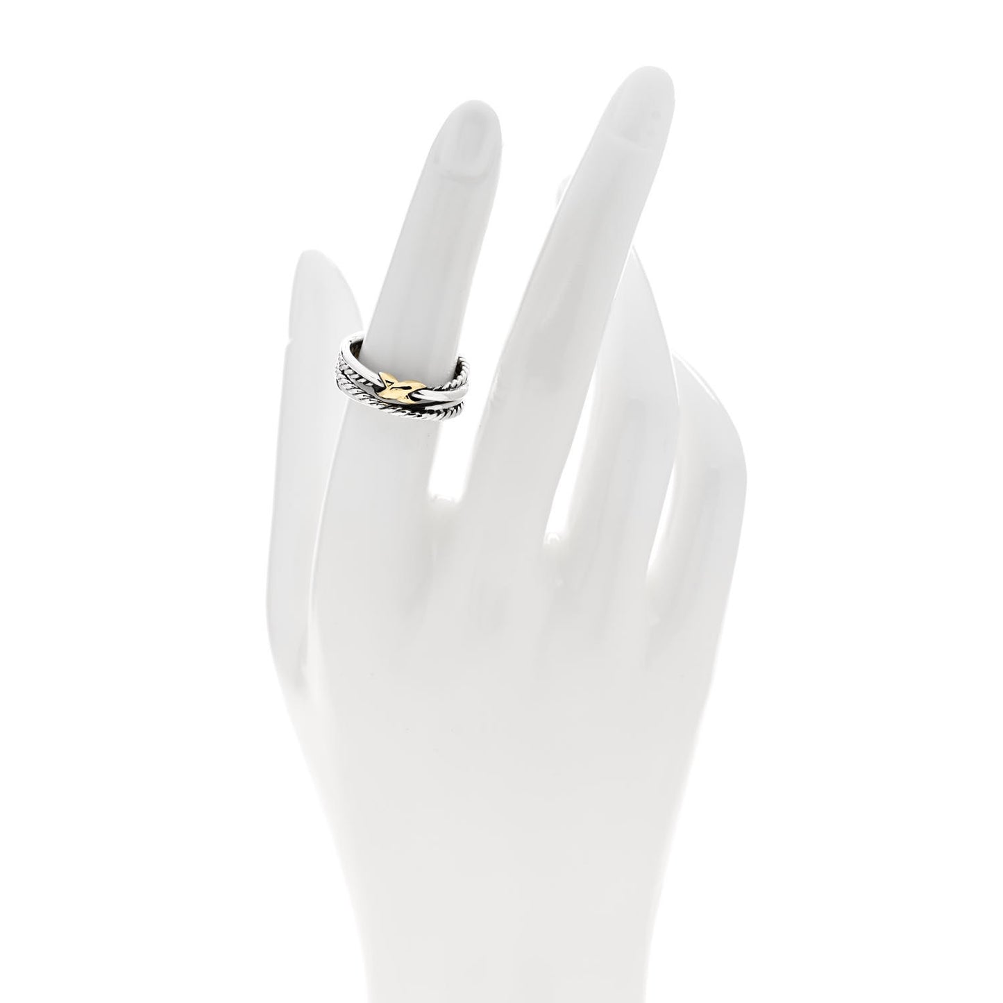 Sterling Silver 18K Yellow Gold 6mm X Crossover Ring 53 6.25