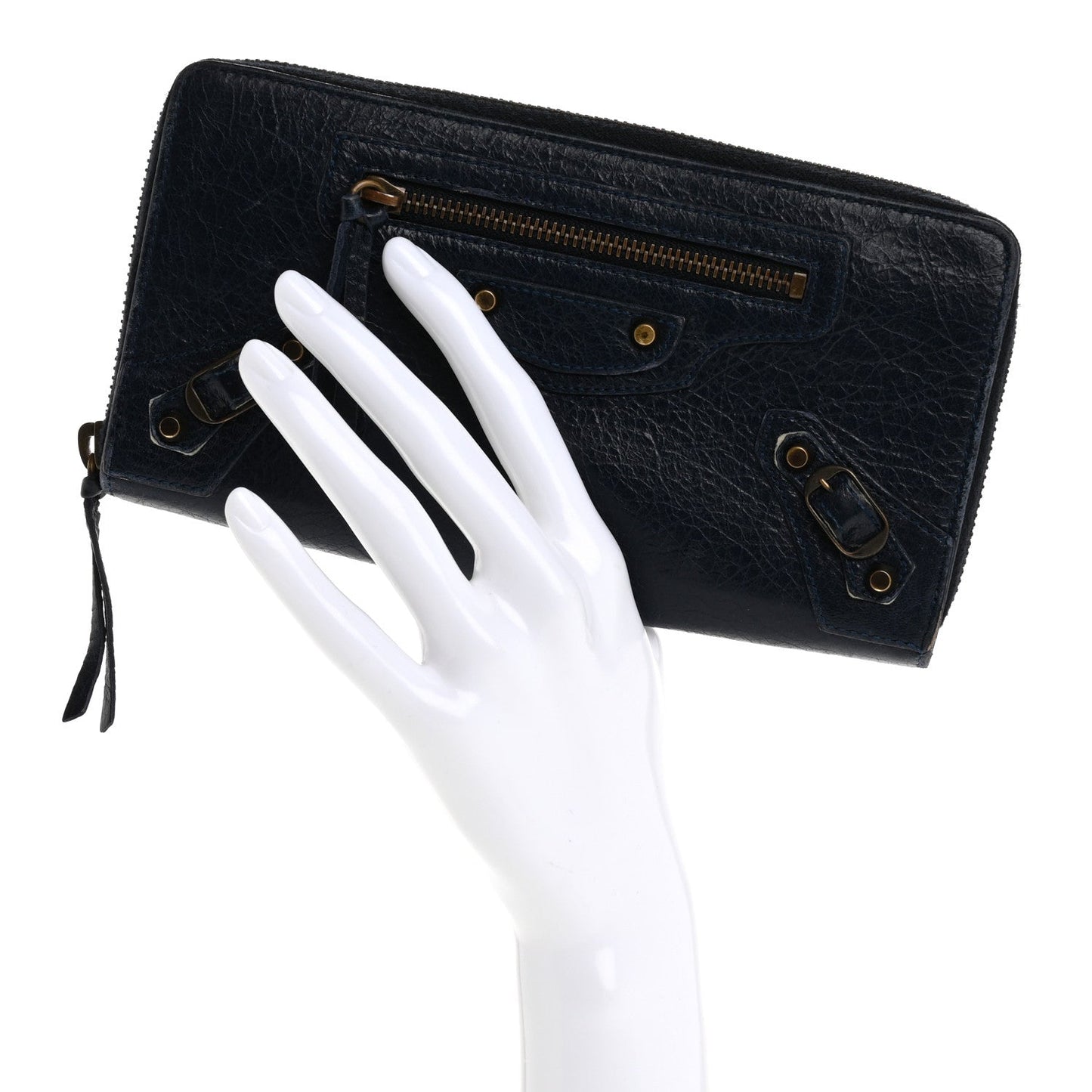 Agneau Classic Hardware Continental Zip Around Wallet Bleu Obscur