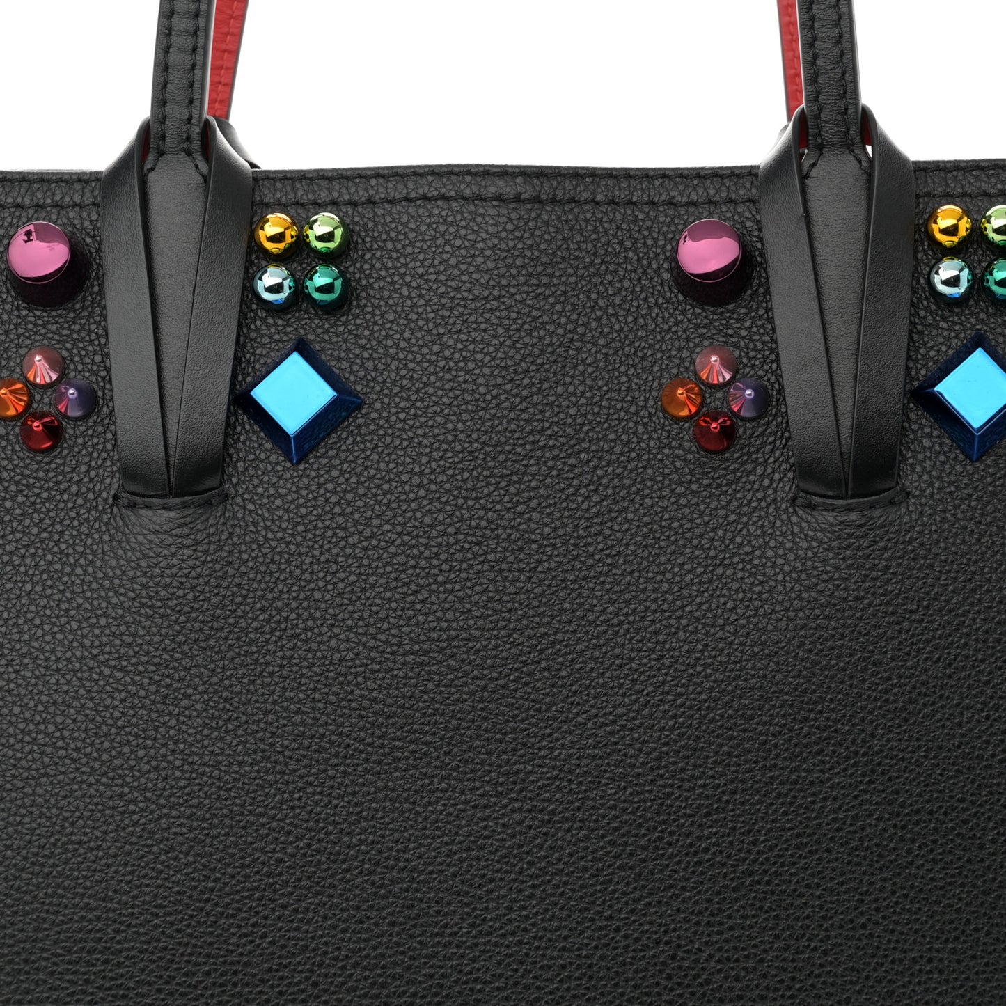 Calfskin Empire Spike Studded East West Cabata Tote Black Multicolor