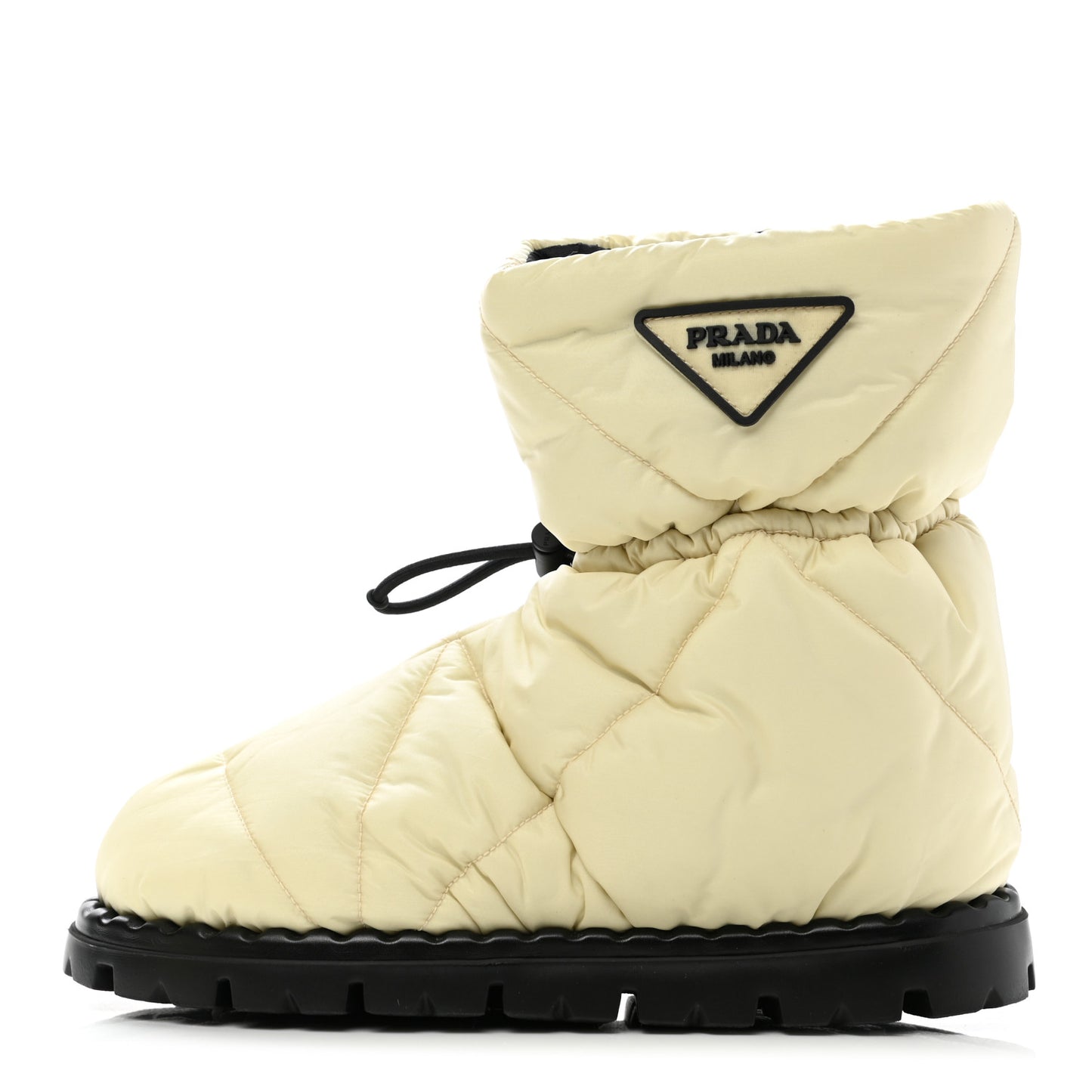 Re-Nylon Piuma Triangle Logo Padded Drawcord 20mm Snow Boots 36 Avorio
