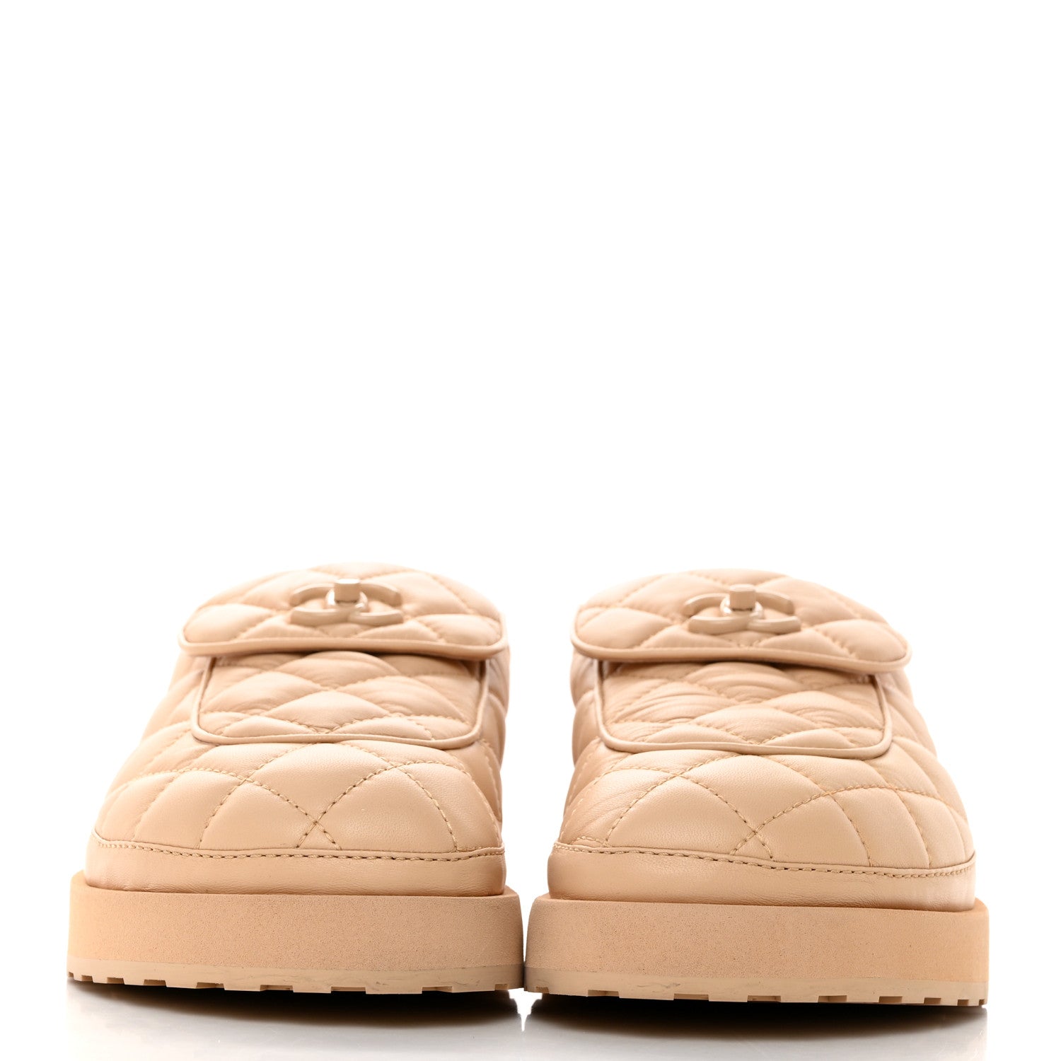 Chanel Lambskin Quilted CC Turnlock Mules 40 Beige 2 of 9