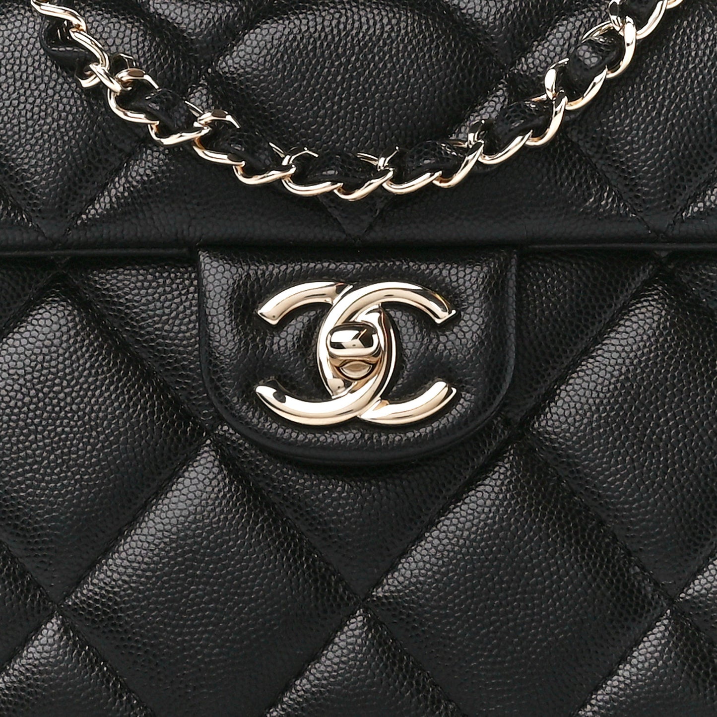 Caviar Quilted Mini Retro Twist Top Handle Flap Black