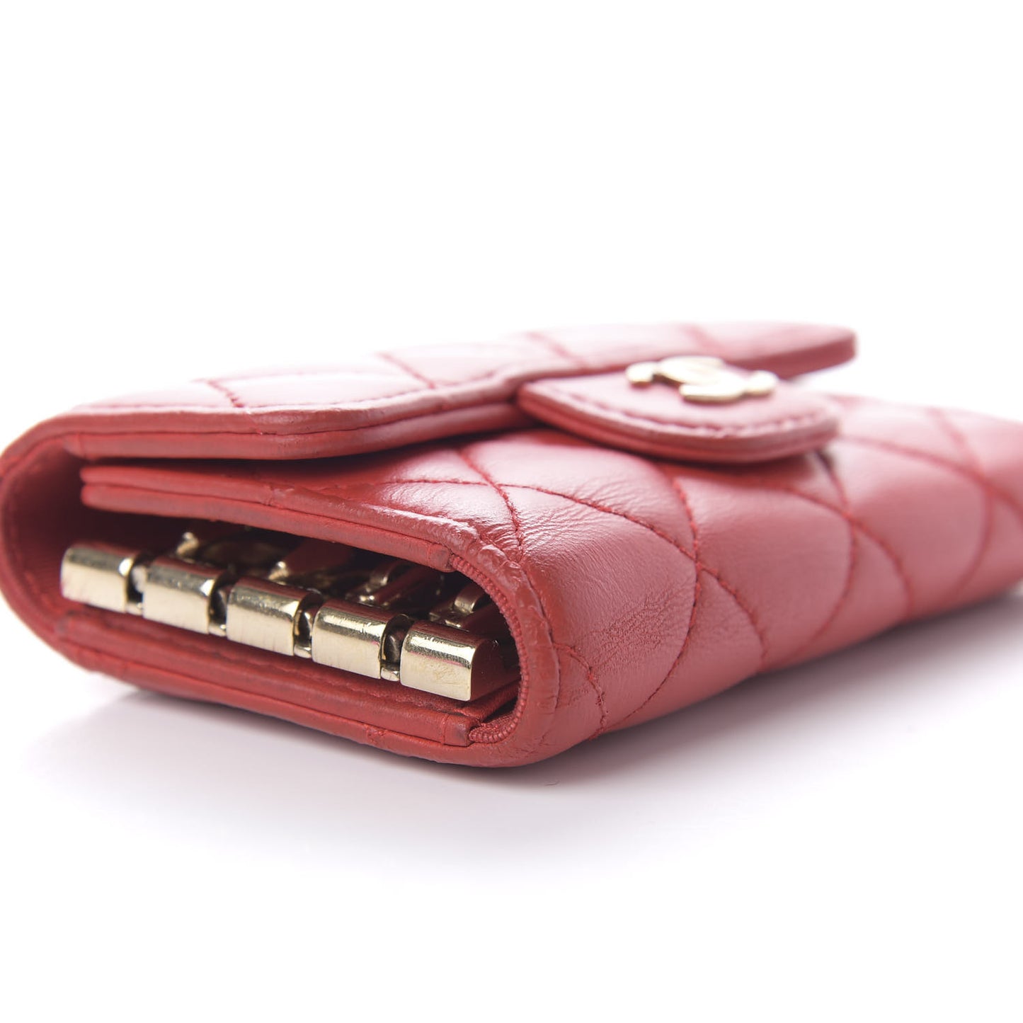 Lambskin Quilted 4 Key Holder Red