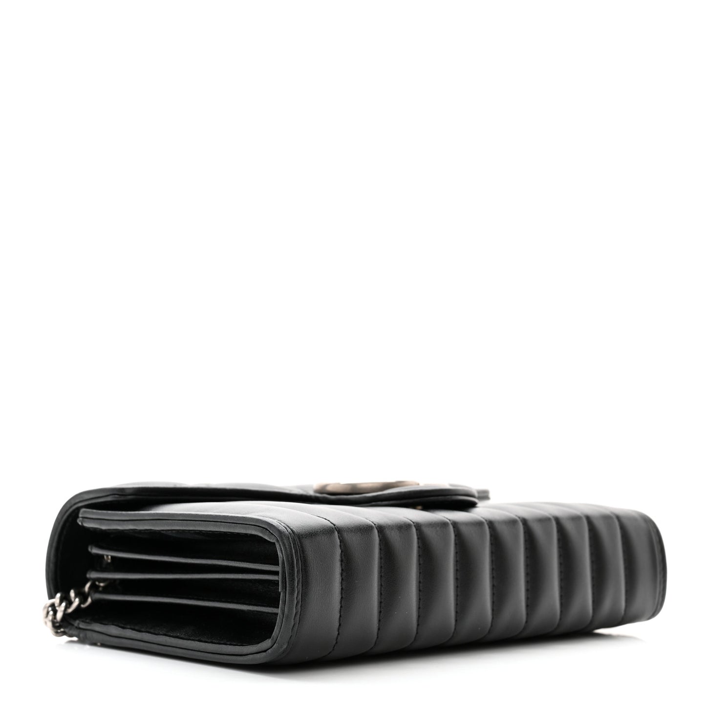 Calfskin Matelasse Aria GG Marmont Chain Wallet Black