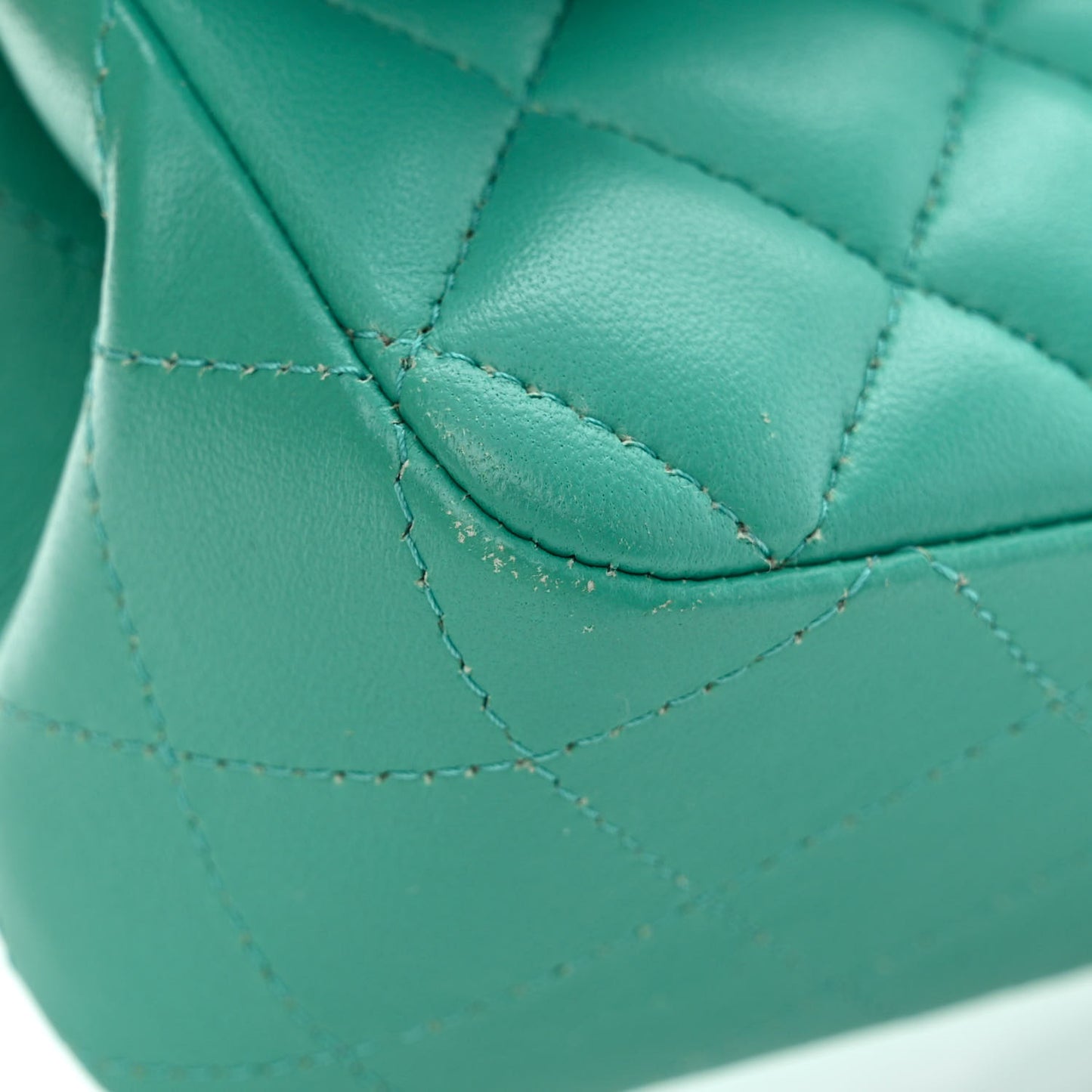 Lambskin Quilted Mini Rectangular Flap Turquoise