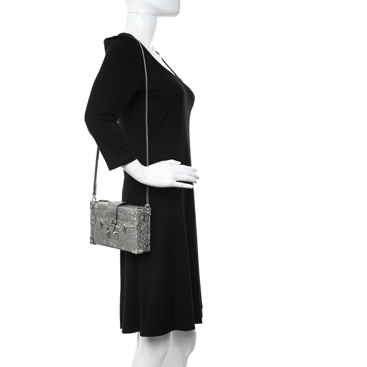 Lizard Petite Malle Silver