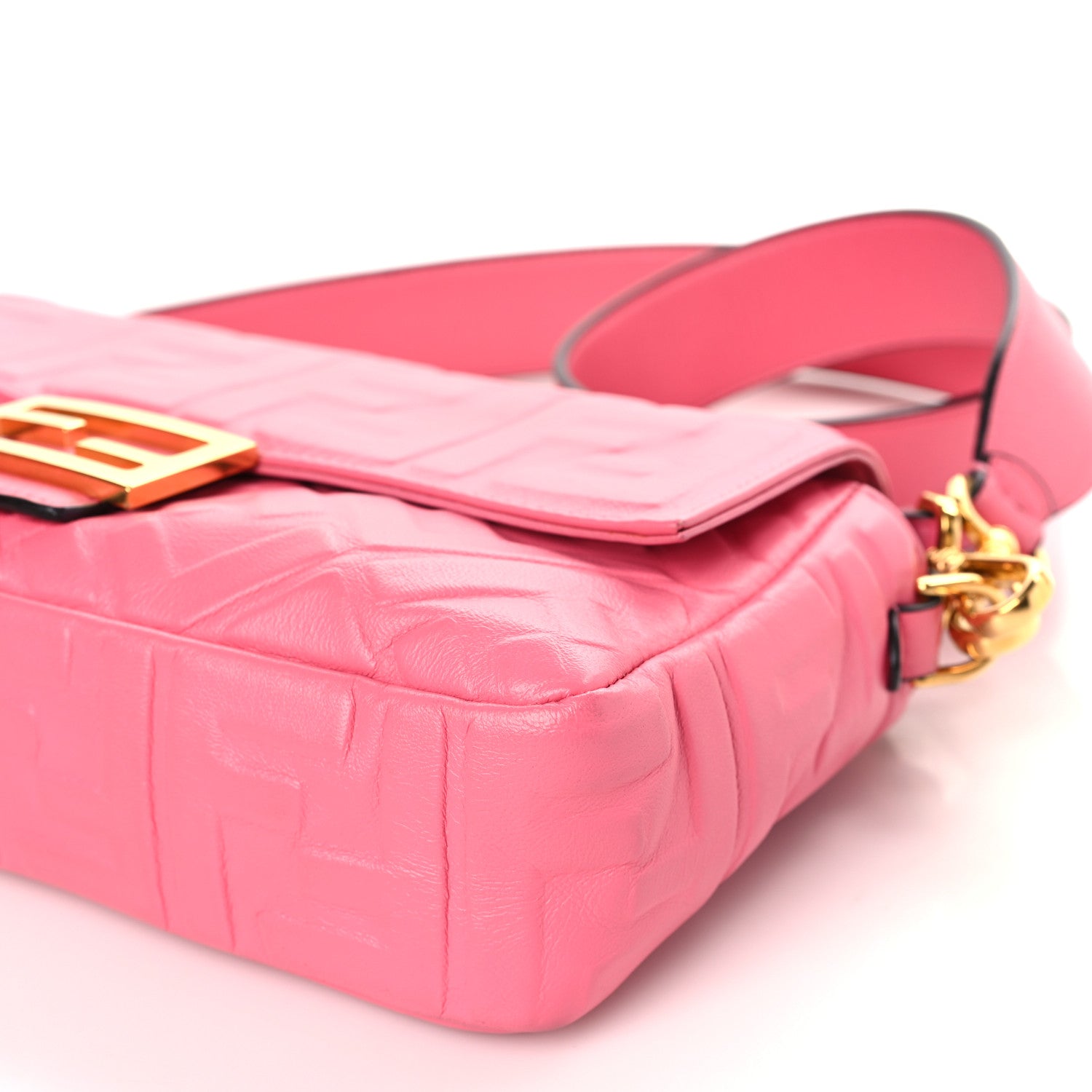 Fendi Nappa FF 1974 Embossed Baguette Rosa Fluo 8 of 8