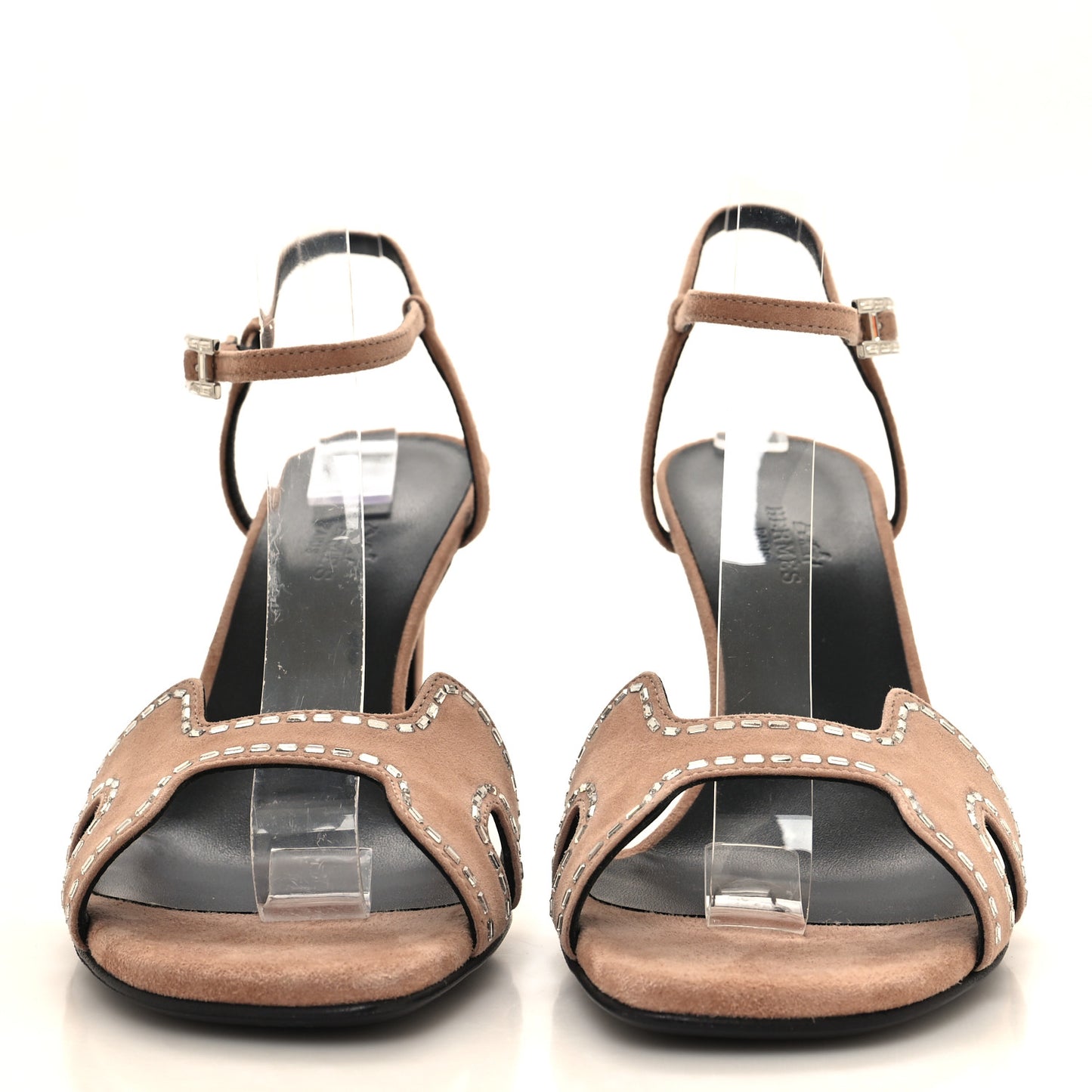 Suede Goatskin Crystal Heden 80 Sandals 38.5 Rose Perle