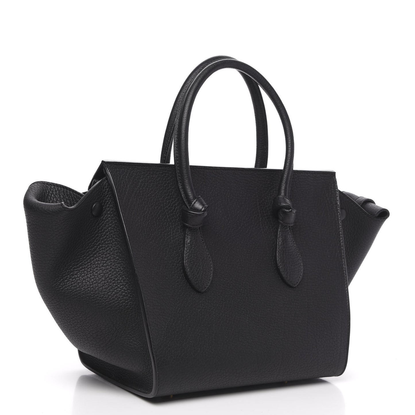 Crisped Calfskin Small Tie Knot Tote Black