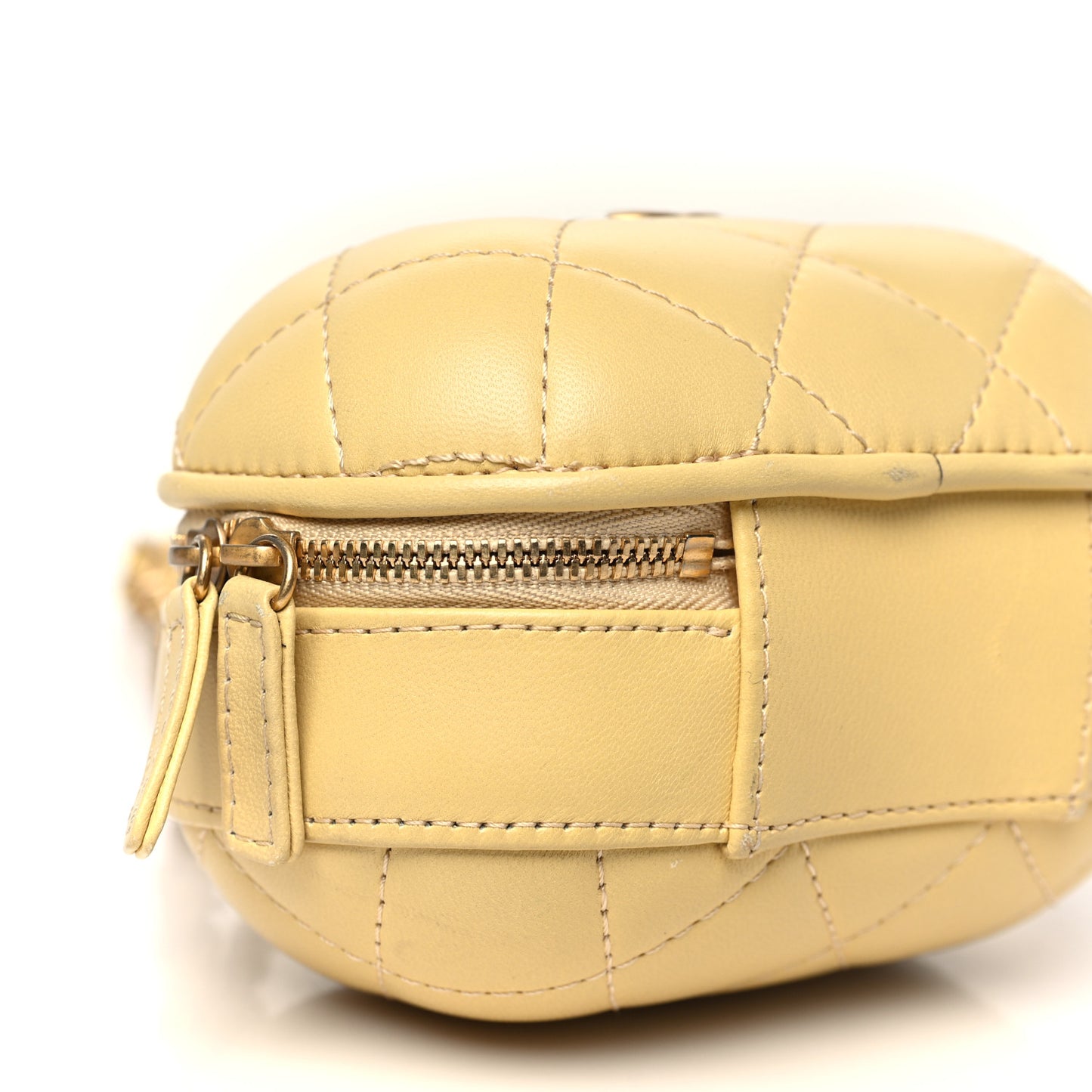 Lambskin Quilted CC Bubble Vanity Case With Chain Light Yellow