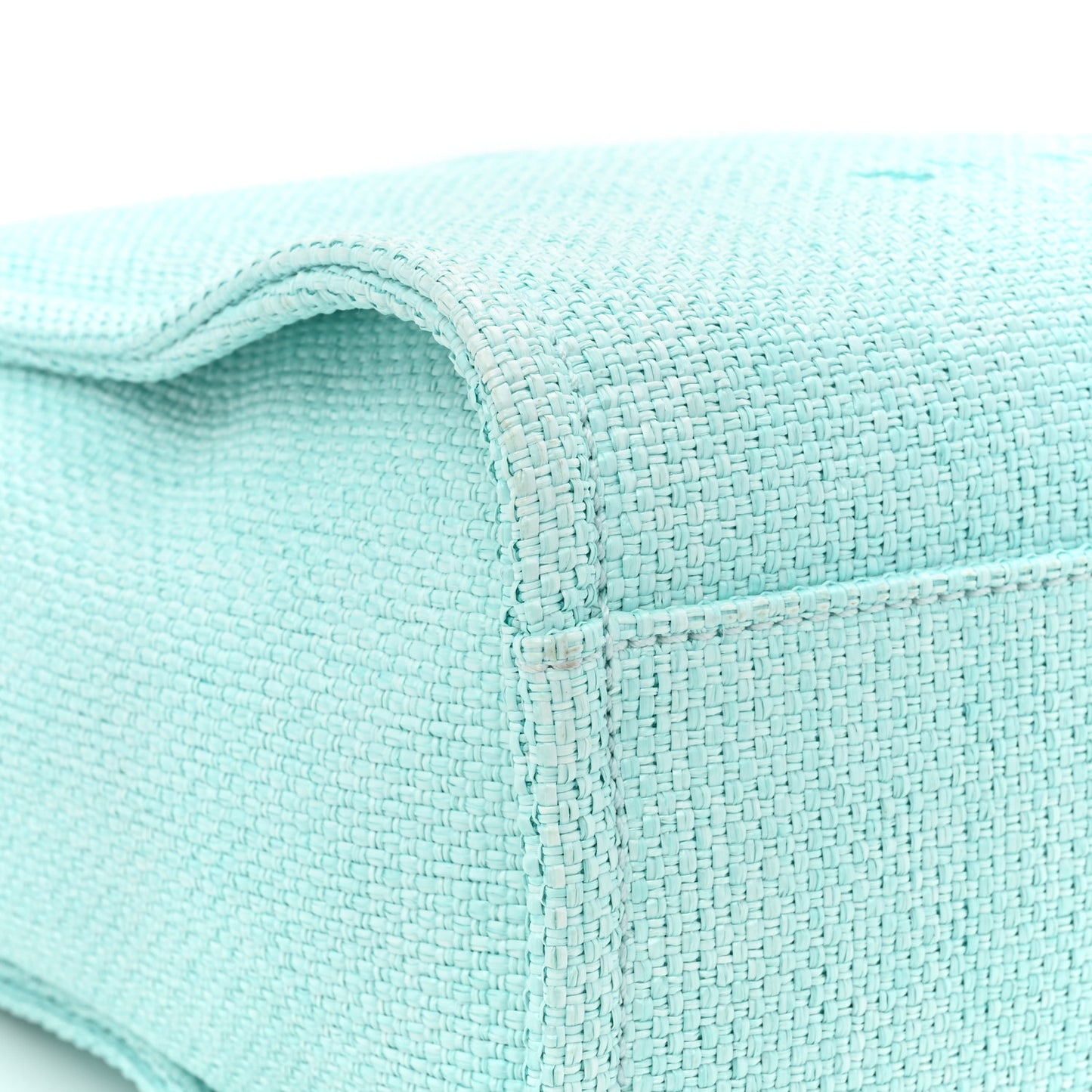 Woven Straw Raffia Small Deauville Tote Turquoise