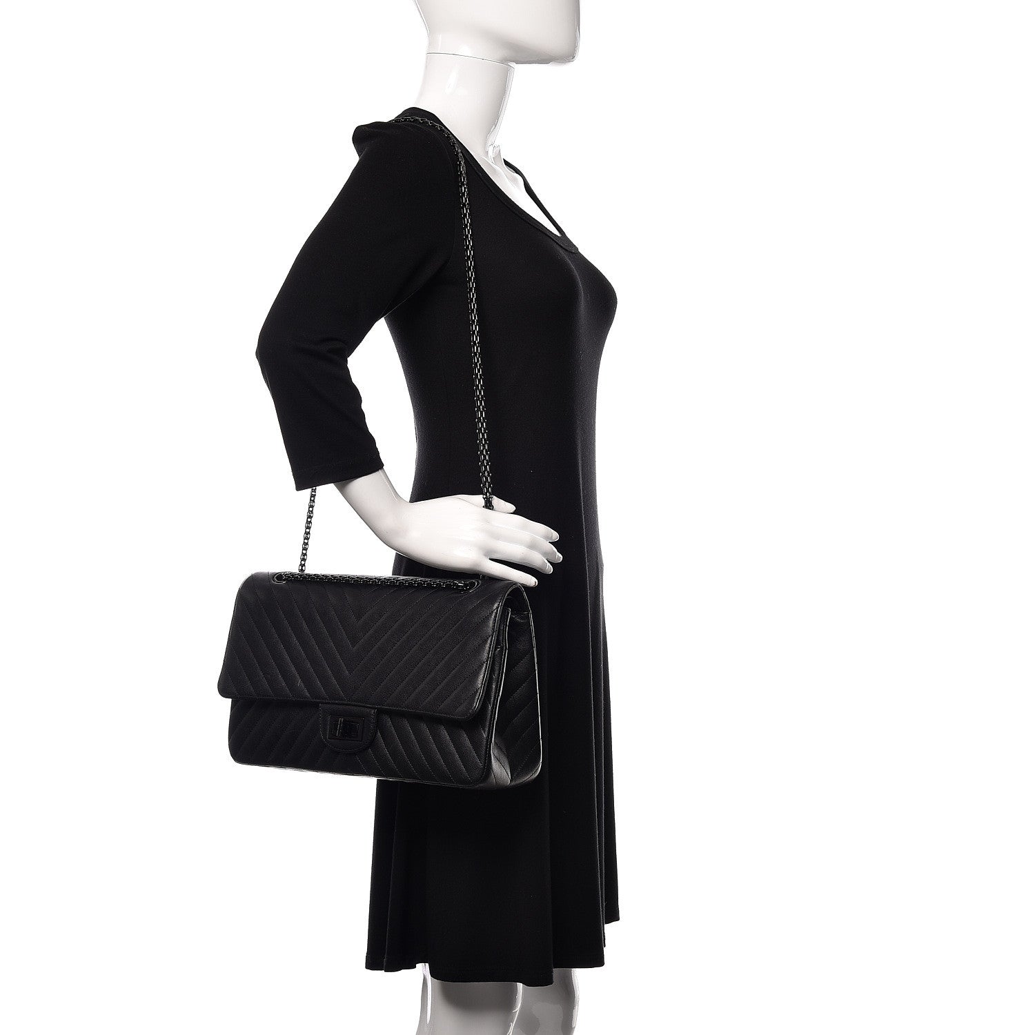 Chanel Sheepskin Chevron Quilted 2.55 Reissue 227 Flap So Black 2 of 10