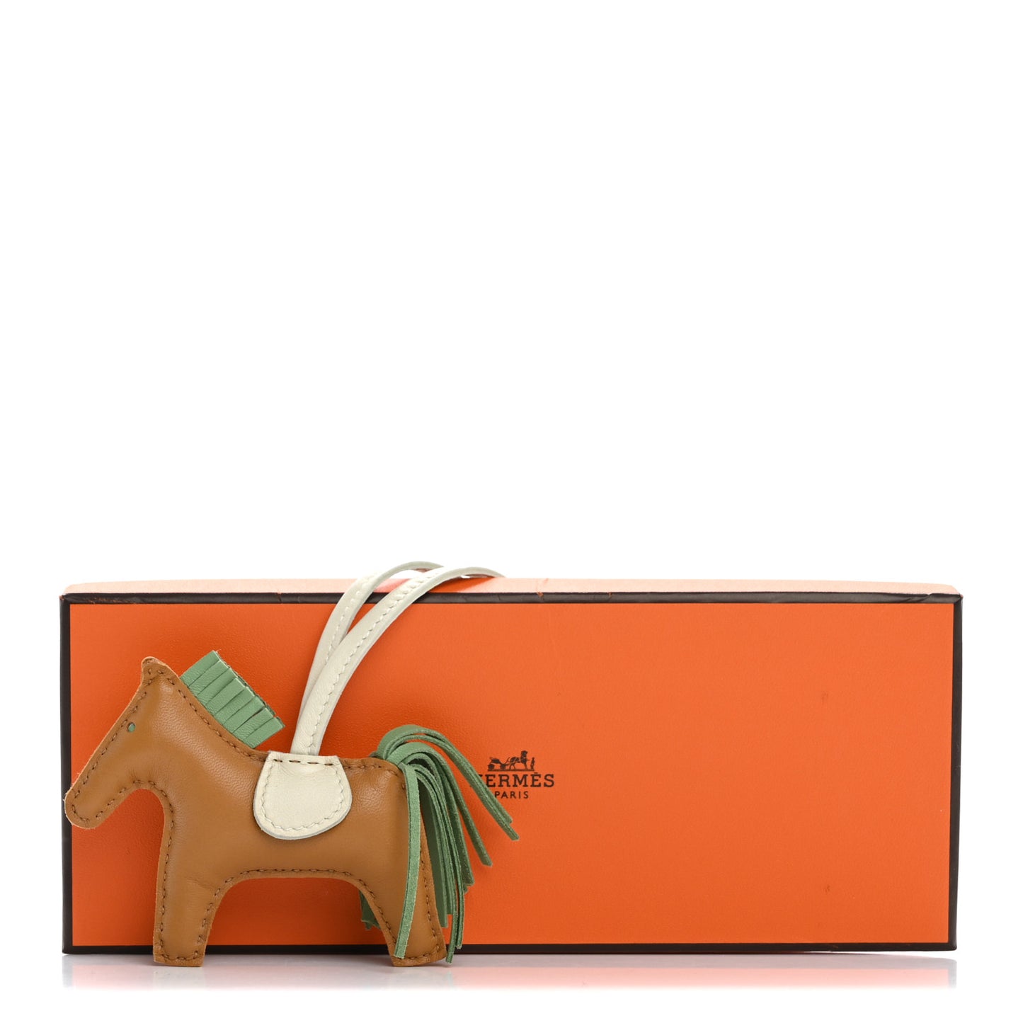 Milo Lambskin Grigri Rodeo Horse Bag Charm PM Sesame Vert Criquet Craie