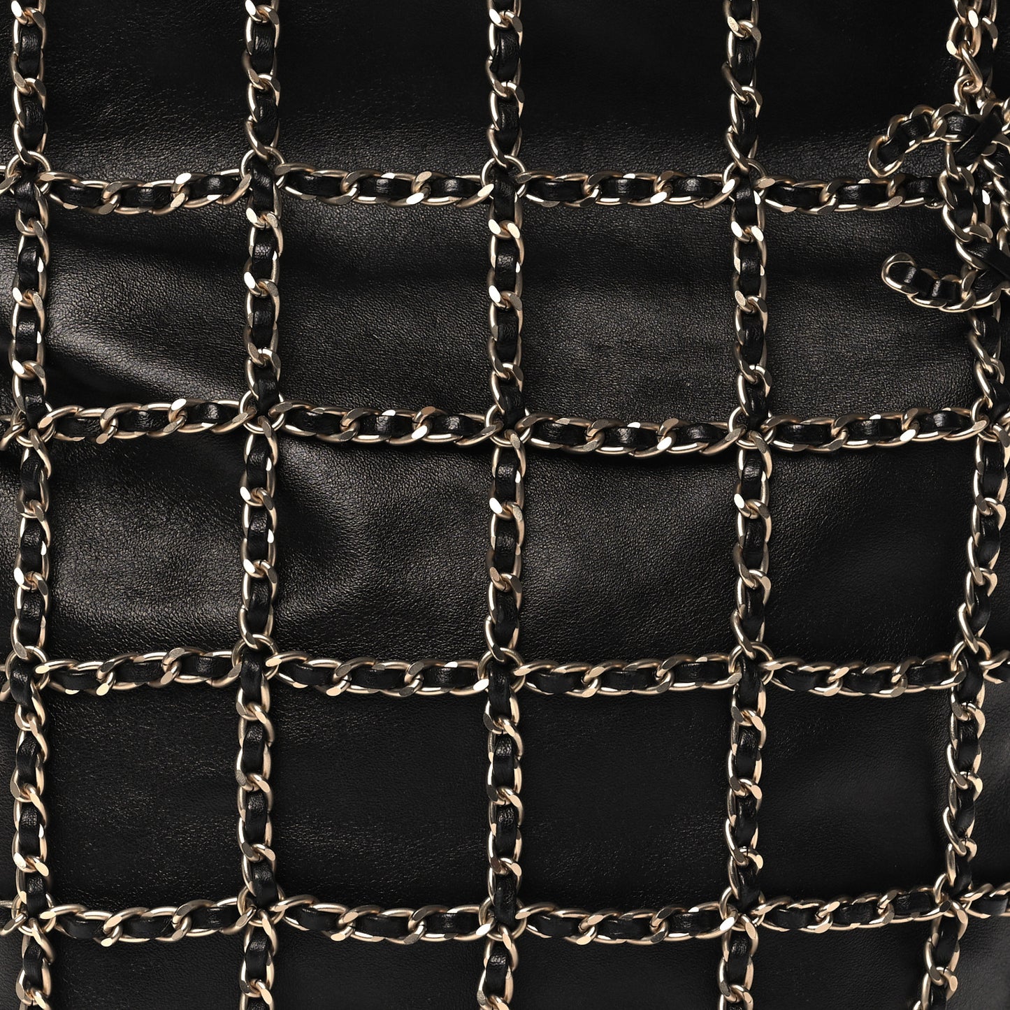 Lambskin Large Shopping Chain Tote Black