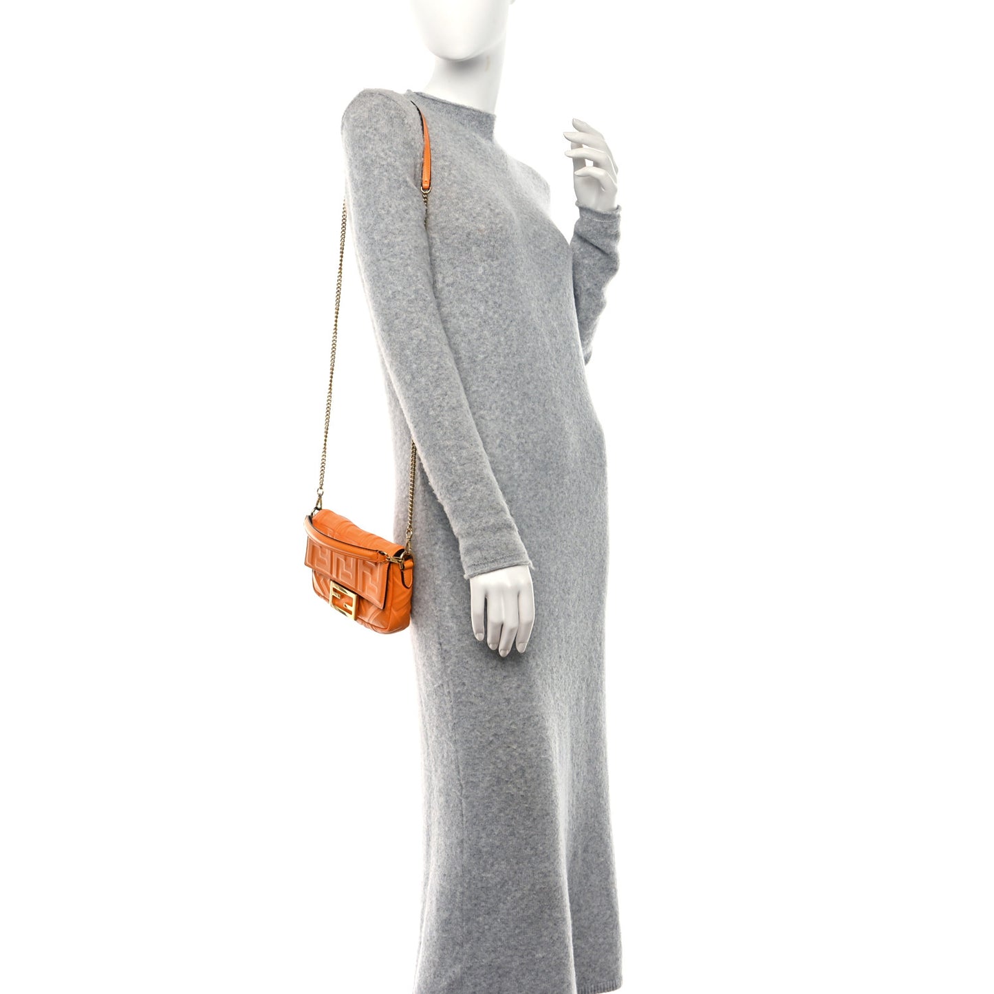 Nappa FF 1974 Embossed Mini Baguette Clementine