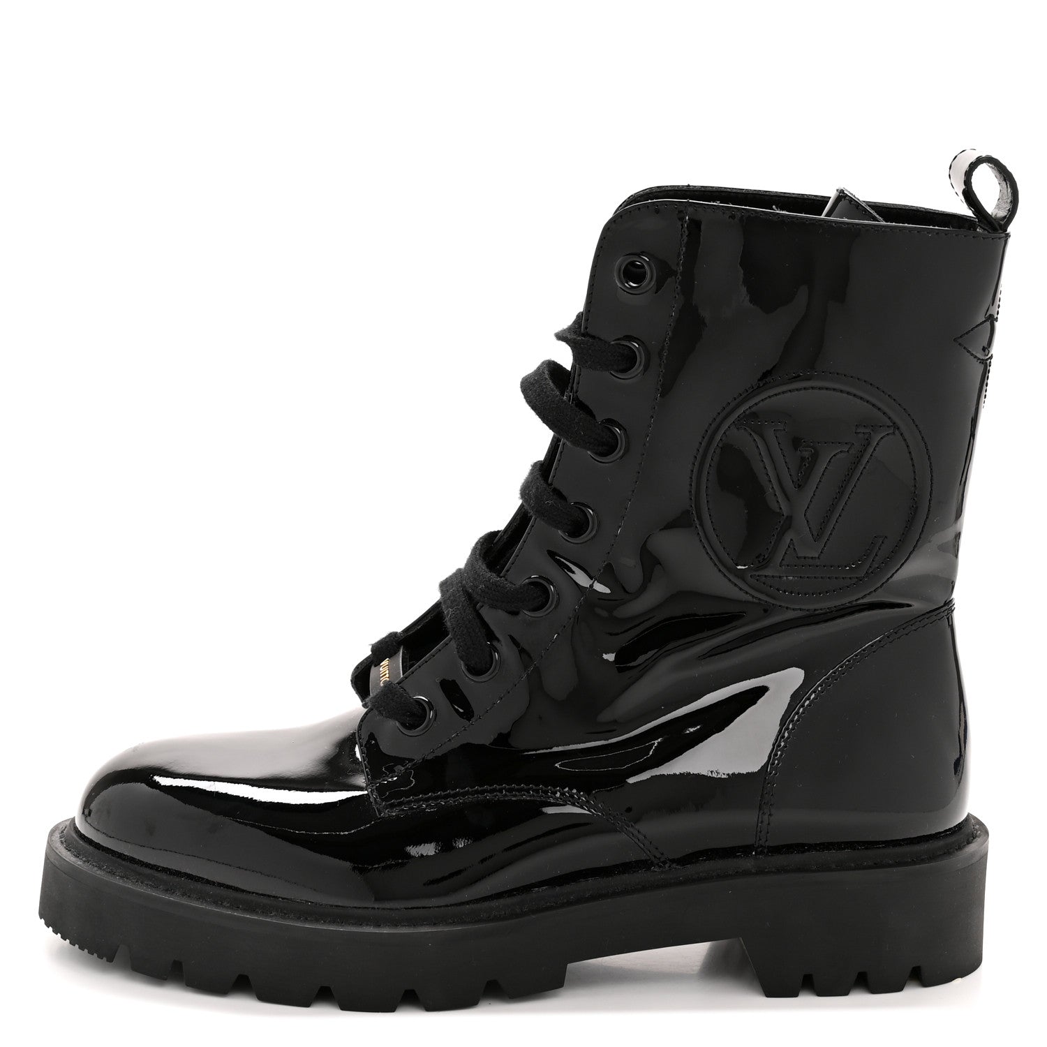 Louis Vuitton Patent Territory Ranger Boots 39 Black 1790444