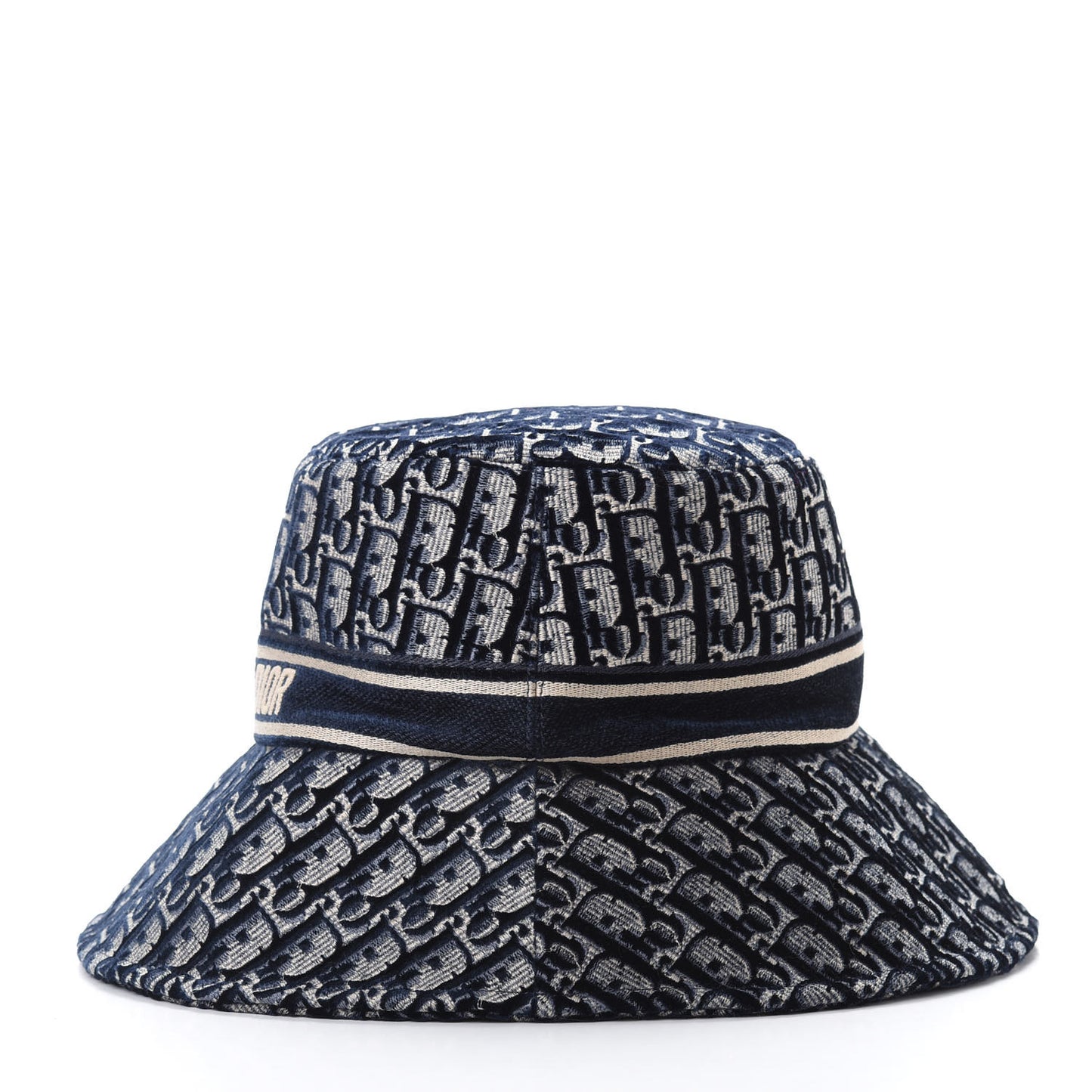 Velvet Oblique Large Brim Bucket Hat 58 Bleu Marine