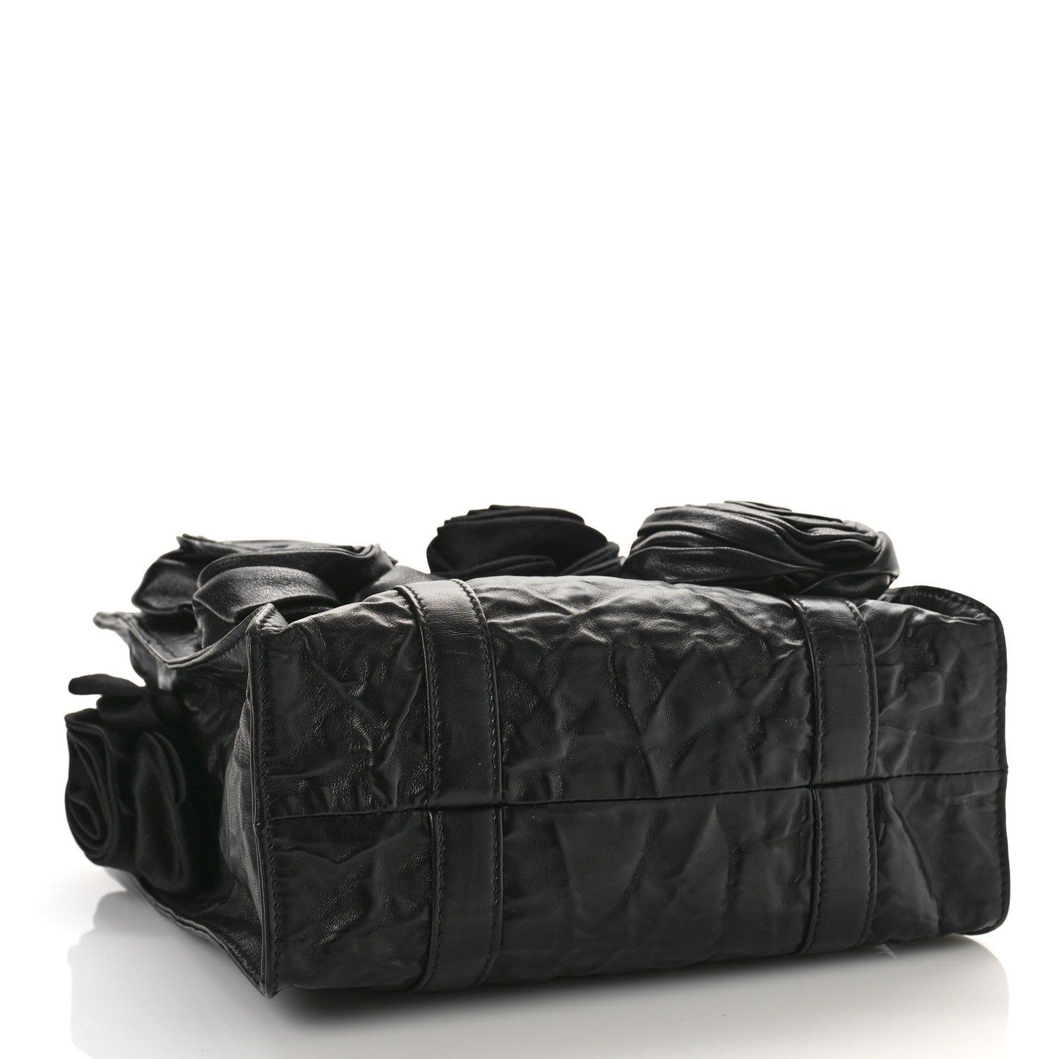 Prada Nappa Antique Rosette Flower Mini Tote Bag Black 4 of 8