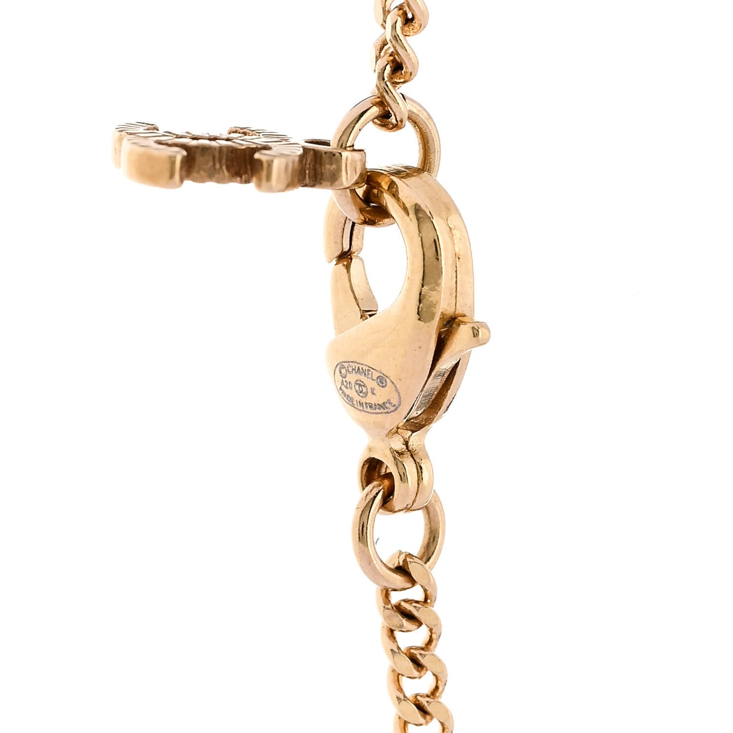 Pearl Crystal CC Round Pendant Necklace Gold Black